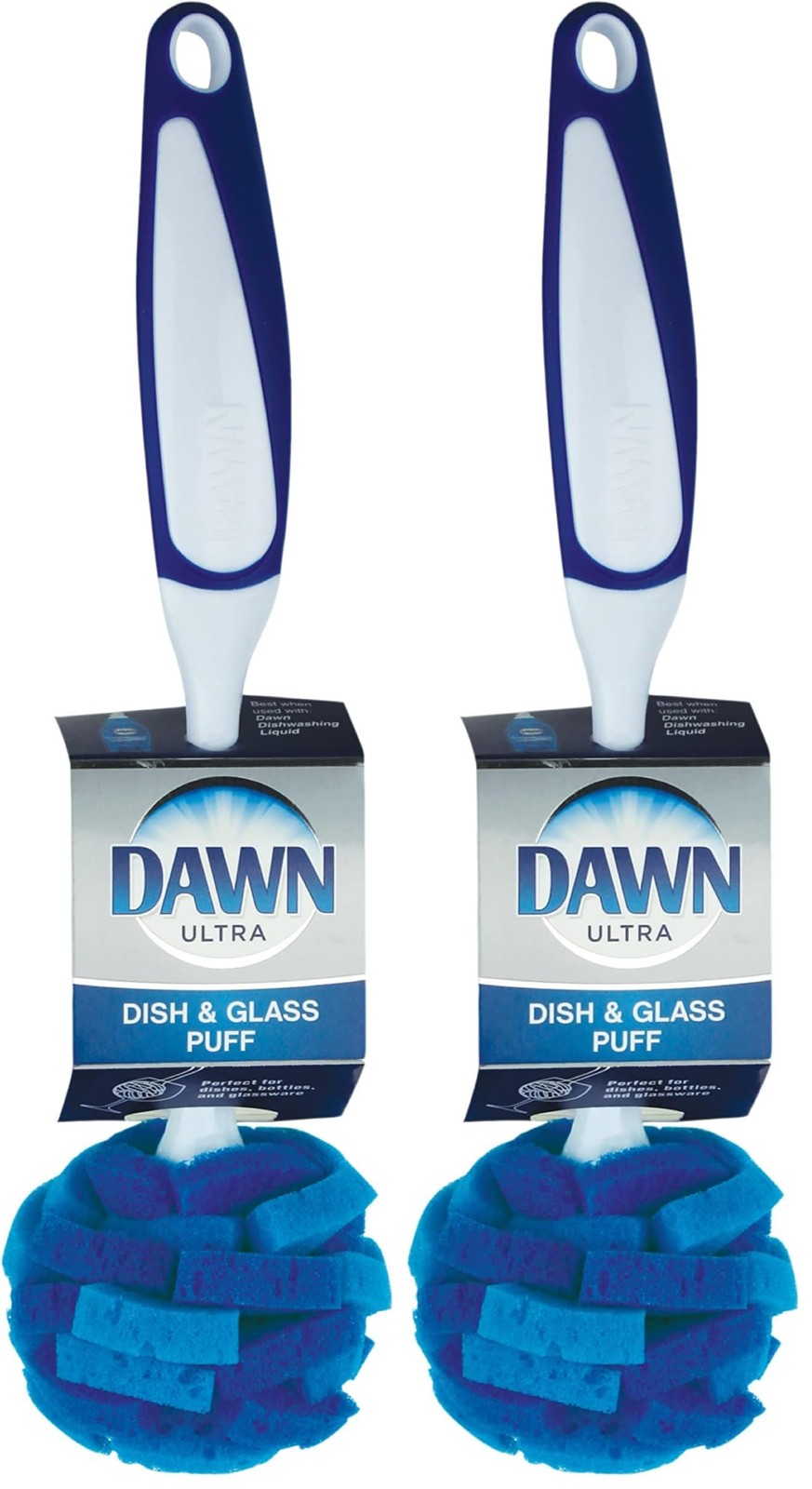 Dawn Ultra 11″ Puff Glassware & Dish Cleaning Brush 2 Pack Soft Scrubber Kitchen