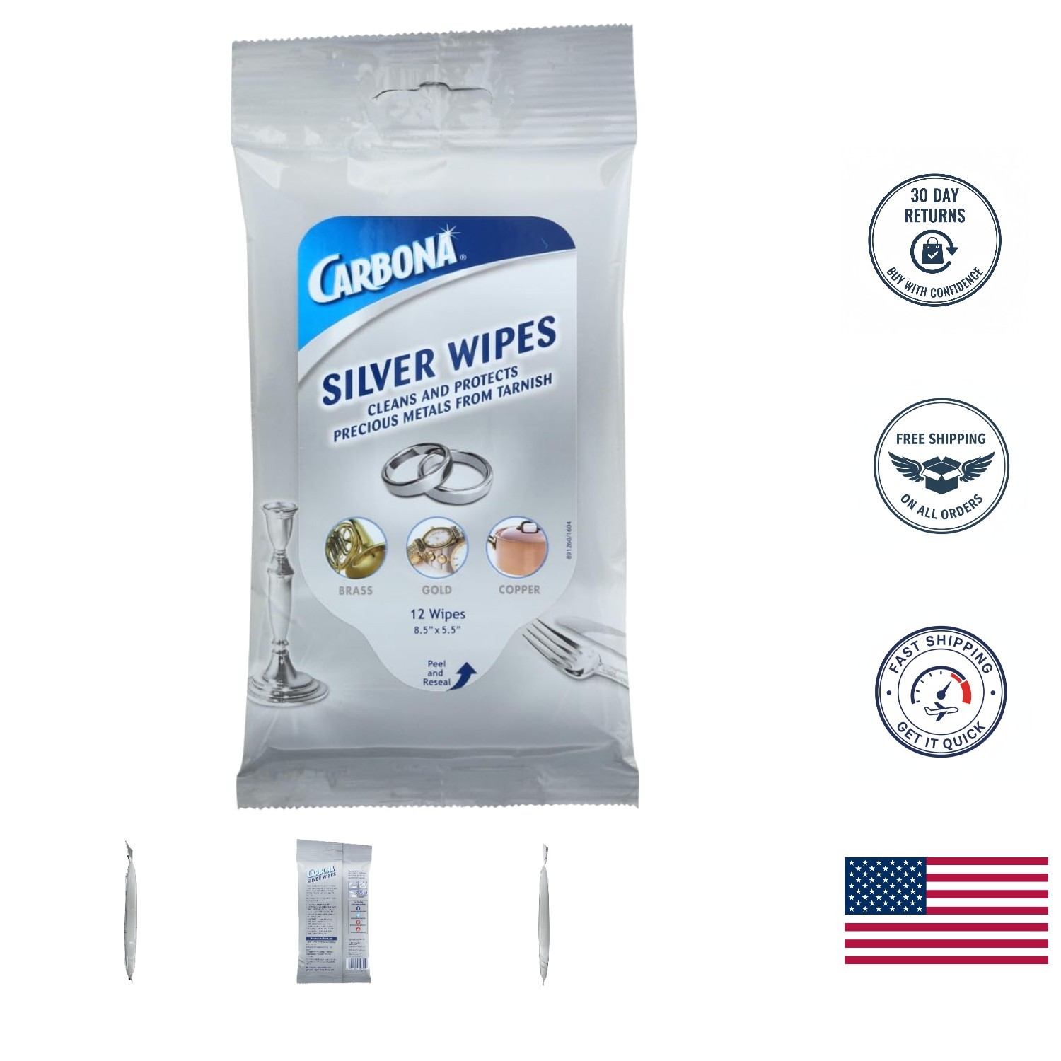 Versatile 12 Count Metal Wipes – Clean and Polish Silver, Gold, and Brass Safely