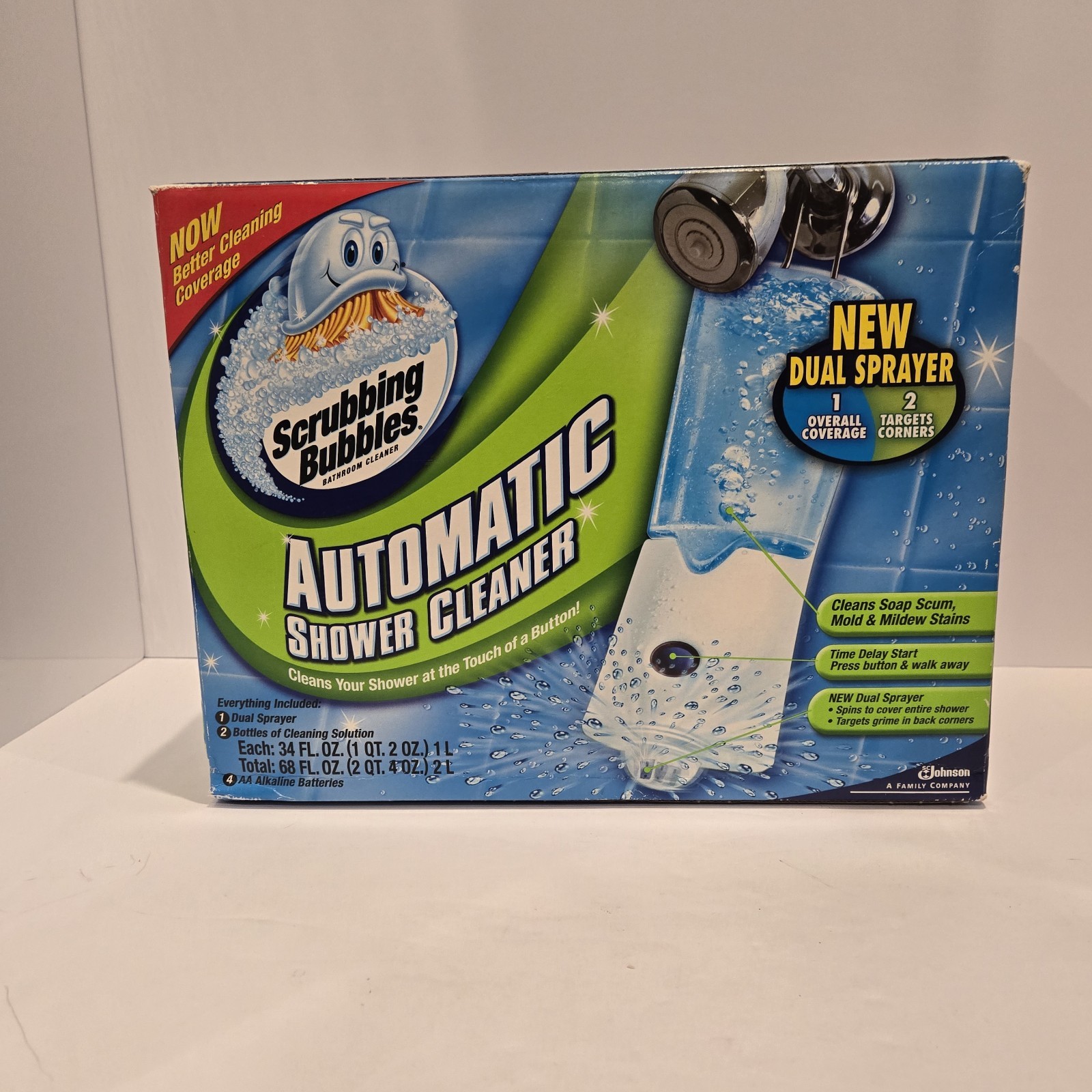 Scrubbing Bubbles Automatic Shower Cleaner 1 Dual Spray 2 Refills NEW