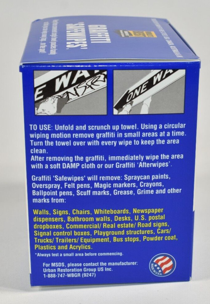 World’s Best Safewipes Graffiti Remover 1 Box Containing 20 Wipes 12″x8″ NEW