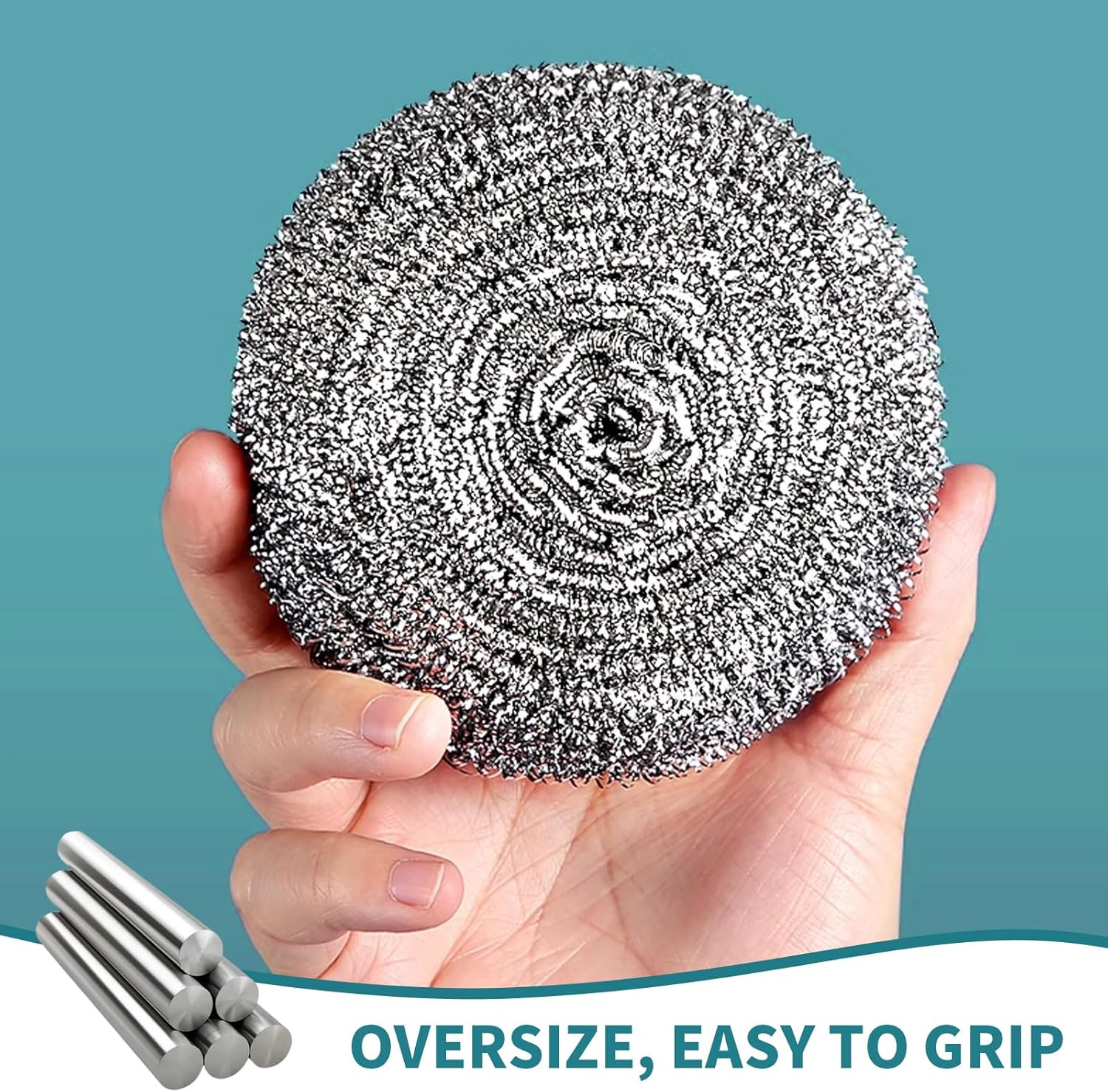 Stainless Steel Scourer Heavy Duty Scrubber Pads Steel Wool Pack of 6,40G