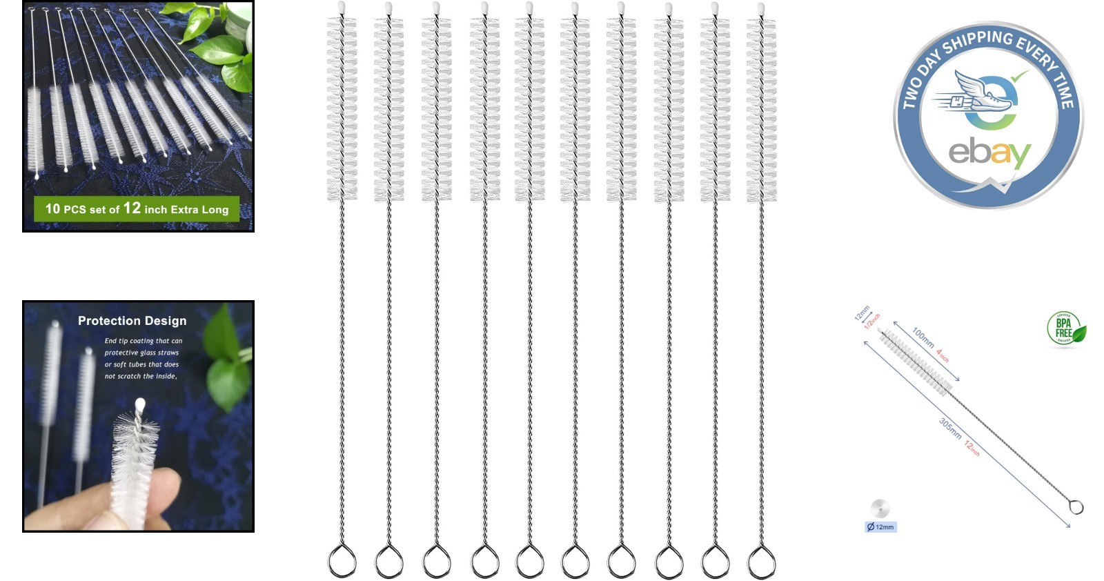 Extra Wide 12mm Straw Cleaning Brushes – Durable 10 Pack for Glass & Plastic