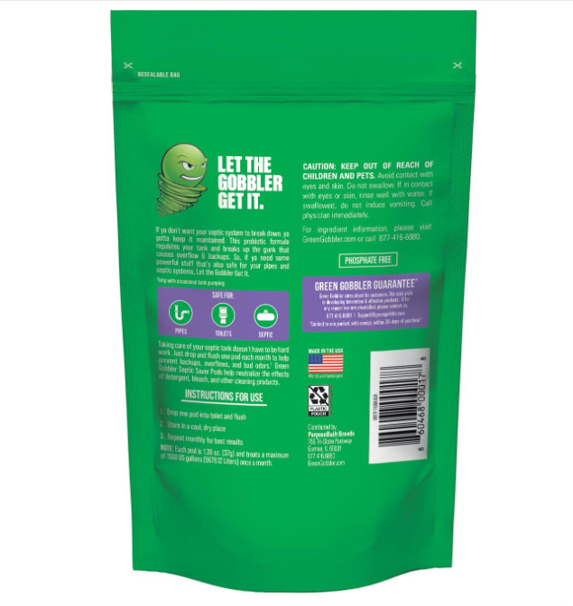 Green Gobbler Septic Tank Enzyme Treatment Packets, 6 Month Supply – Powerful &