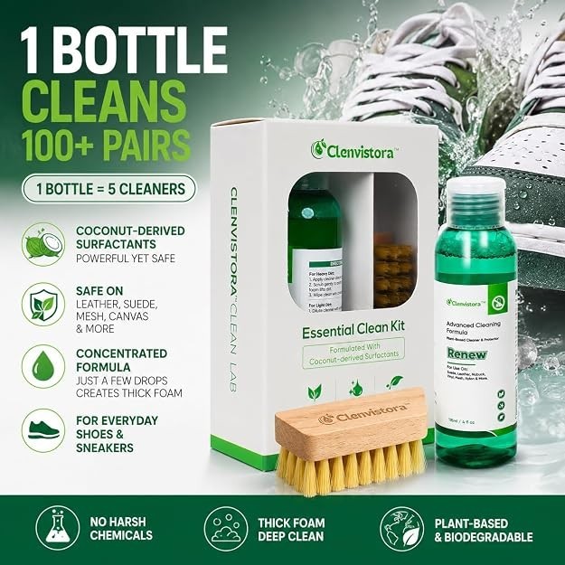 Clenvistora Essential Clean Kit Plant-Based Deep Cleaner & Brush 4 fl oz / 118ml