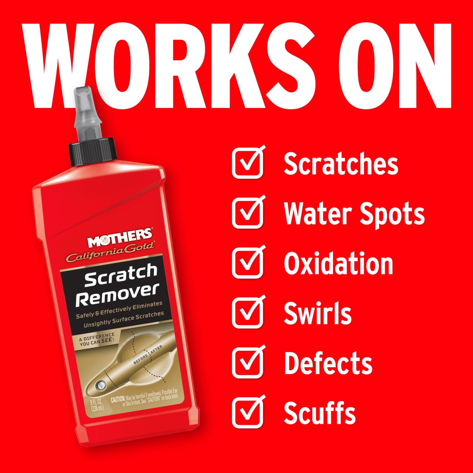 Mothers California Gold Scratch Remover, 8 oz. – Safely & Effectively Eliminates