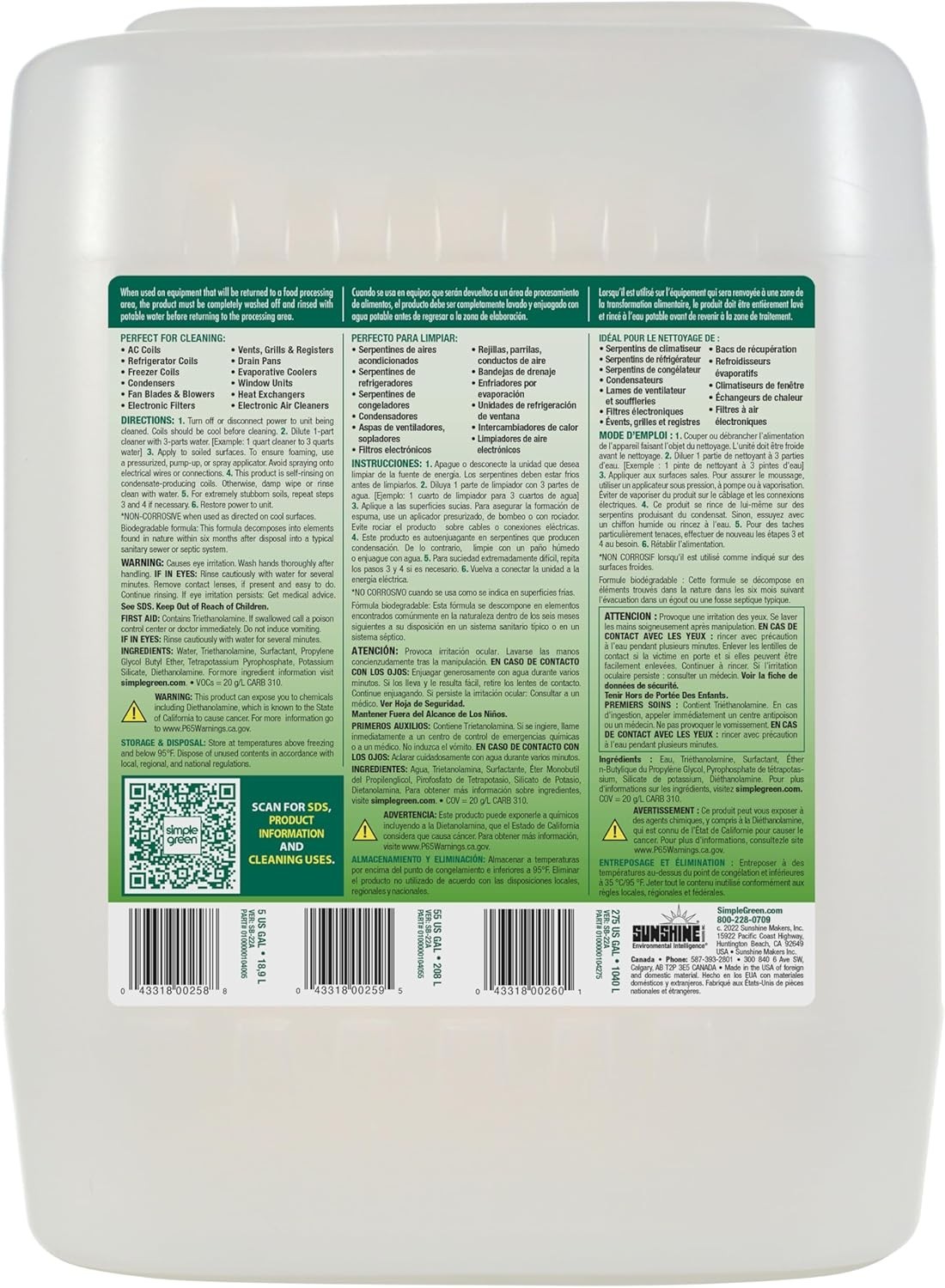 Professional 5 Gal Foaming Coil Cleaner HVAC Refrigerator Degreaser