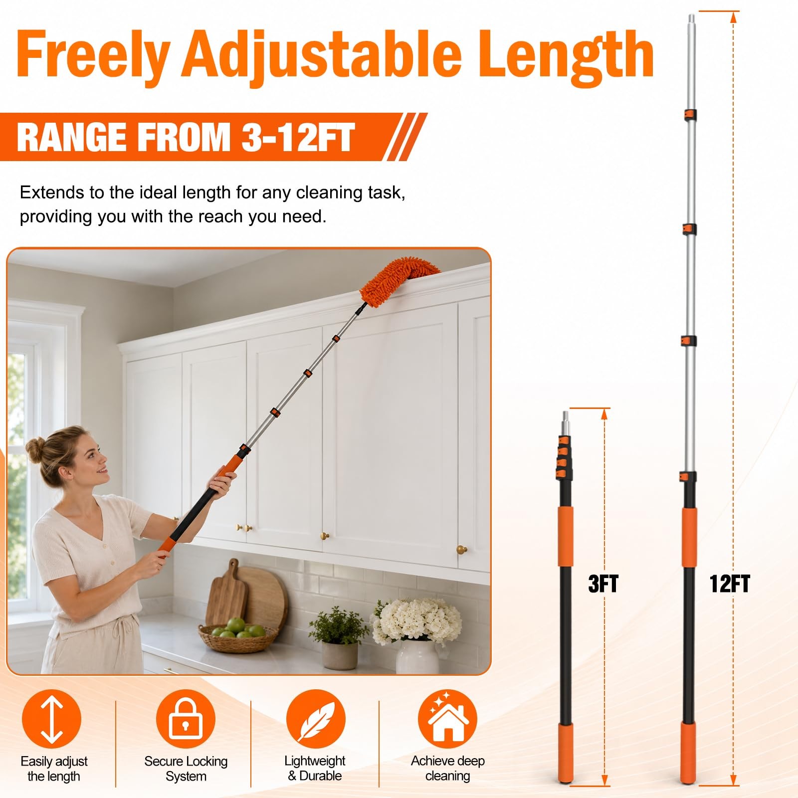 20FT High Reach Duster Cleaning Kit with Extension Pole, High Ceiling Fan Cle…