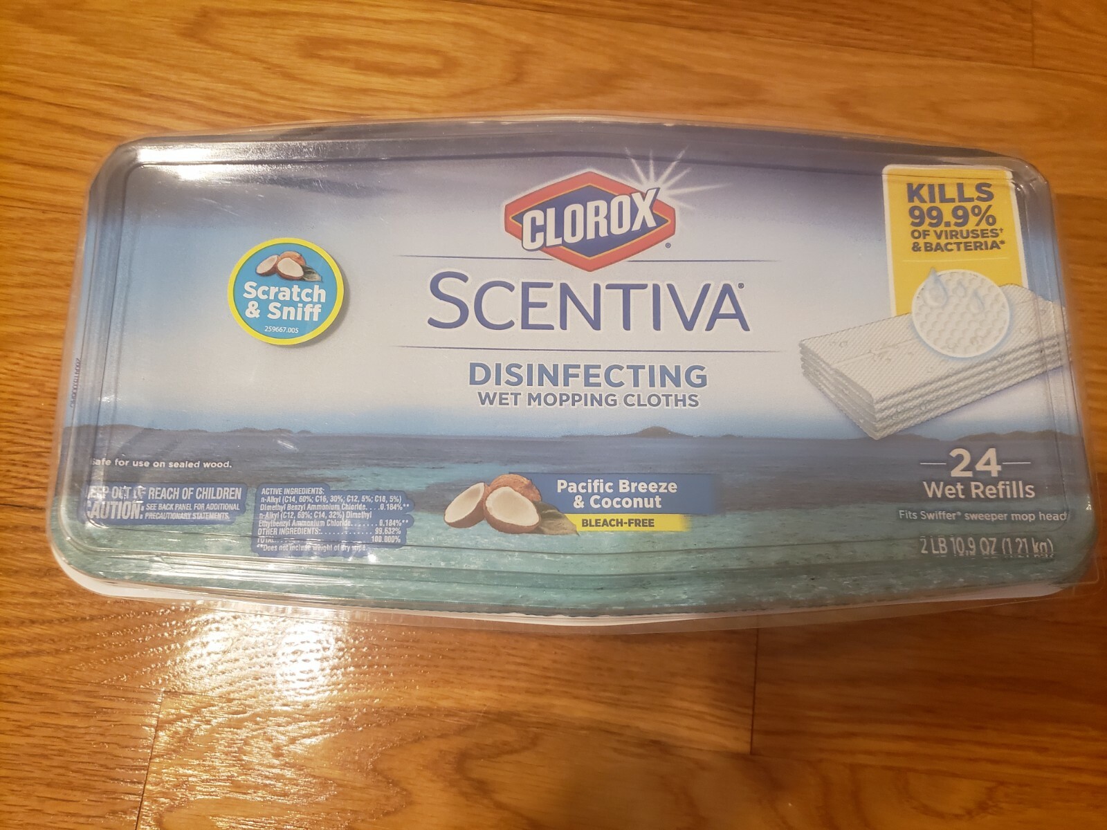 Clorox Scentiva Disinfecting Wet Mopping Cloths 24 Ct. Pacific Breeze & Coconut