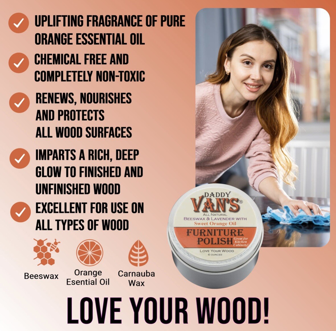 Daddy Van’s All Natural Lavender & Sweet Orange Oil Beeswax Furniture Polish