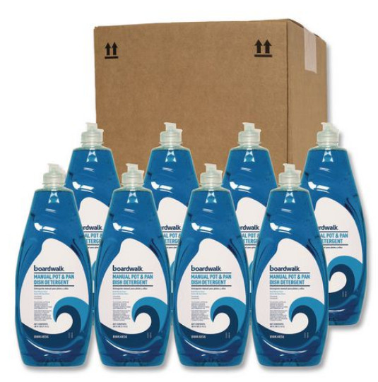 Boardwalk Manual Pot and Pan Dish Detergent Fresh Breeze 38 oz Bottle Pack of 8