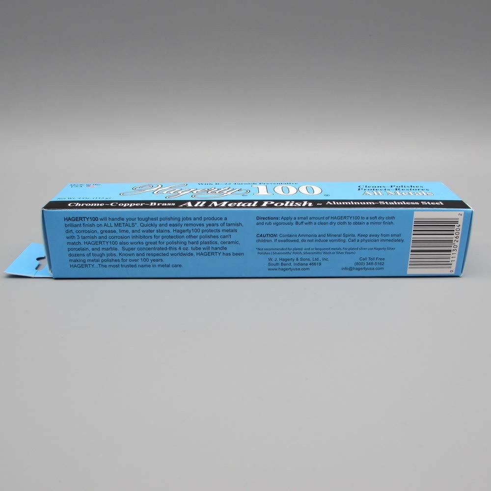 Hagerty All Metal Polish 4 Ounce Concentrated Cream for Chrome Brass Copper S…