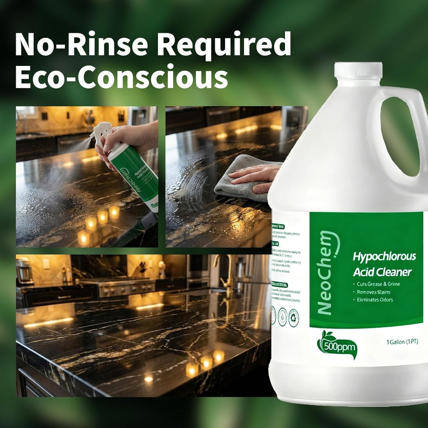 Hypochlorous Acid 500ppm Cleaner 2 Gal No Rinse Stain Odor Eliminator