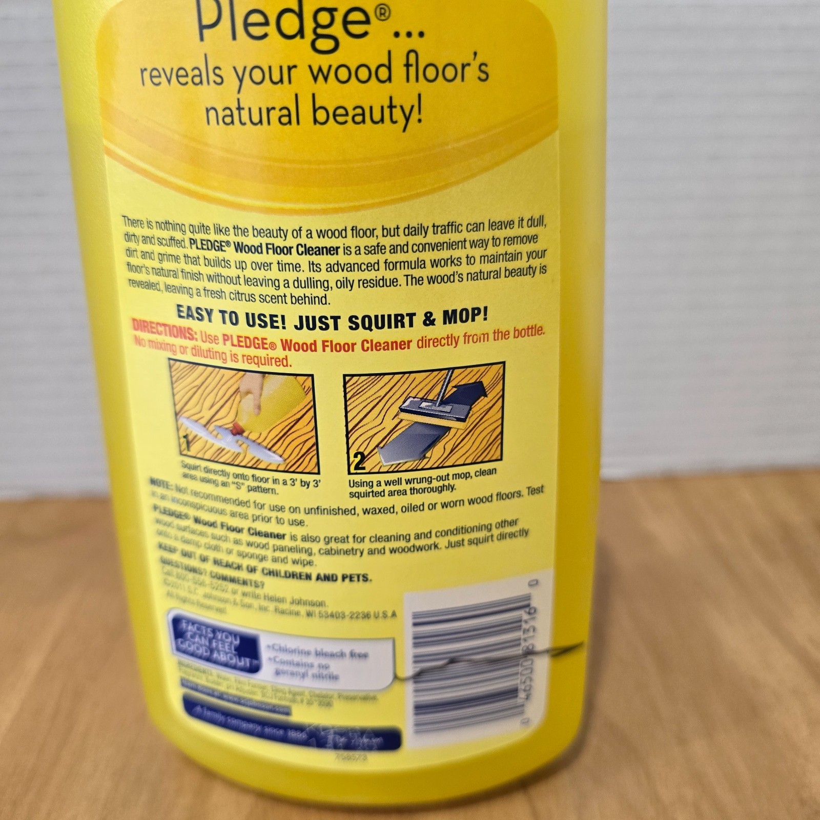 Pledge Floor Care 4-in-1 Wood Floor Cleaner Citrus Scent Used 27 fl oz 75% Full