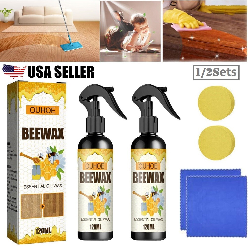 3Sets Natural Bee Wax Furniture Polish Spray Micro Molecularized Beeswax 120ml