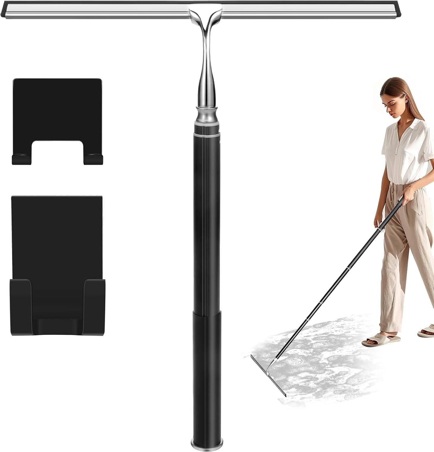 Shower Squeegee with Long Handle,Window Squeegee with Extension Pole Squeegee
