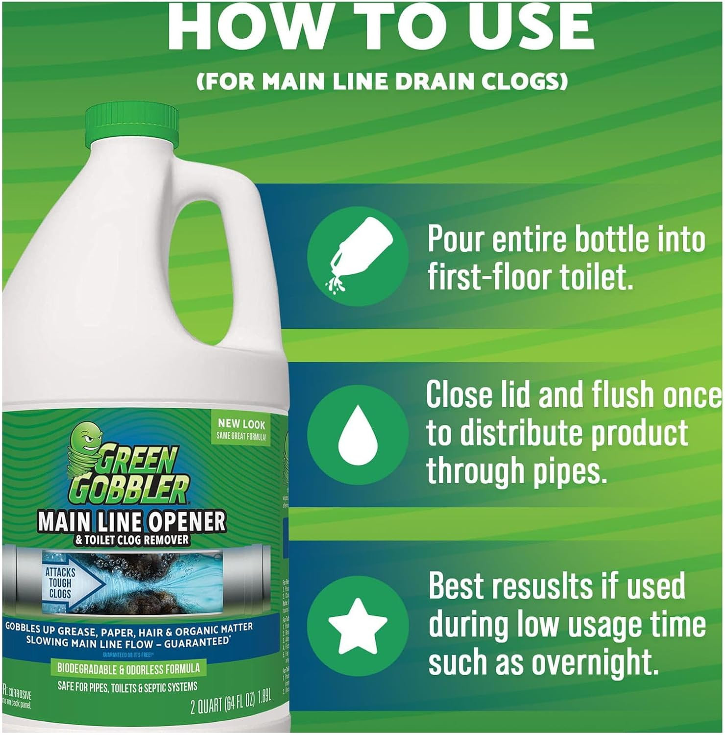 Ultimate Main Drain Opener | Drain Cleaner Hair Clog Remover | Works on Main Lin