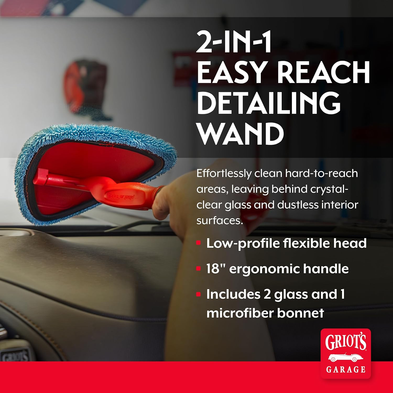 2-In-1 Easy Reach Detailing Wand, Extended Reach for Windshield, Window, Mirr…