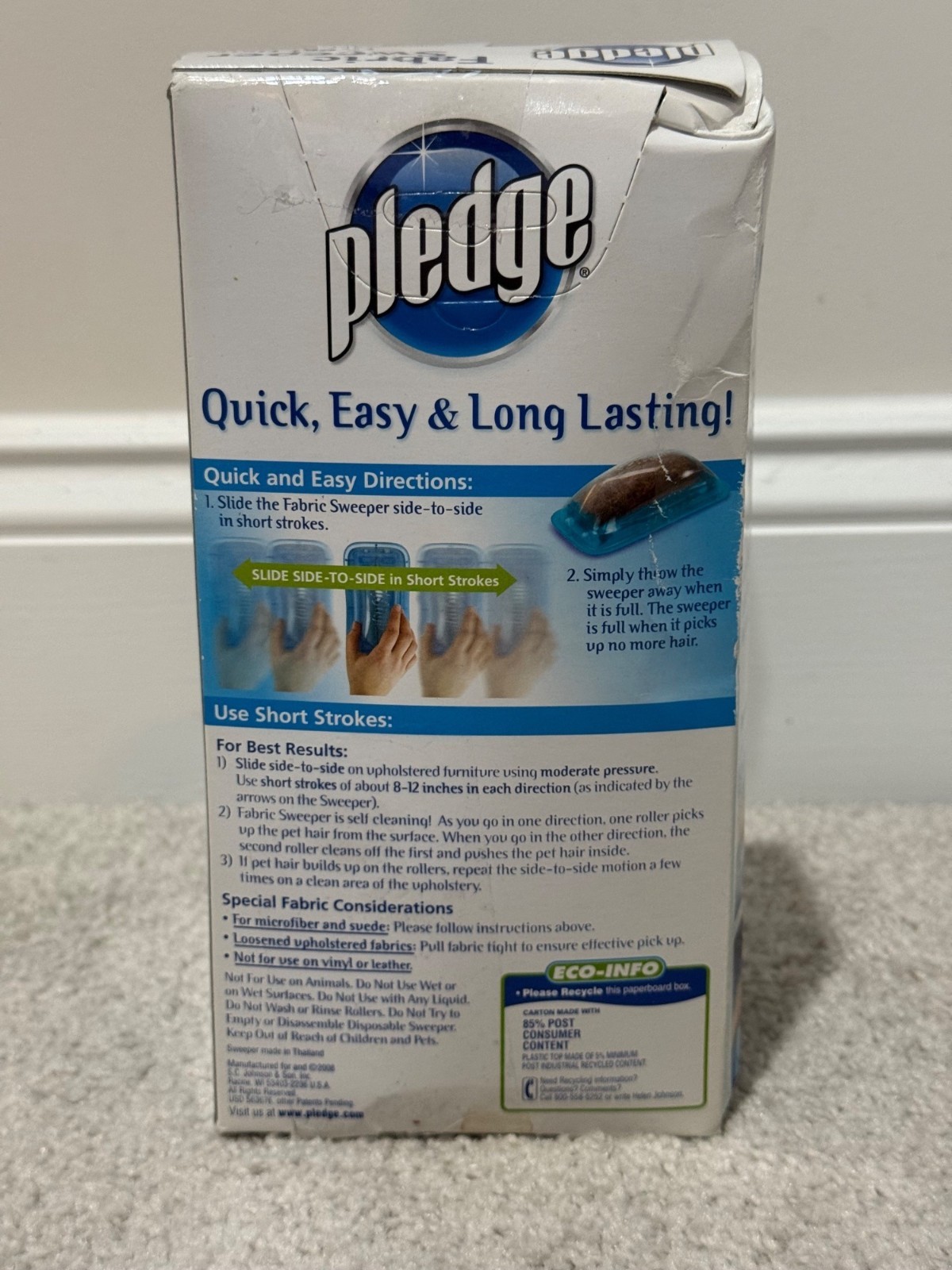 Pledge New Fabric for Pet Hair 1 Multi Use Disposable Sweeper