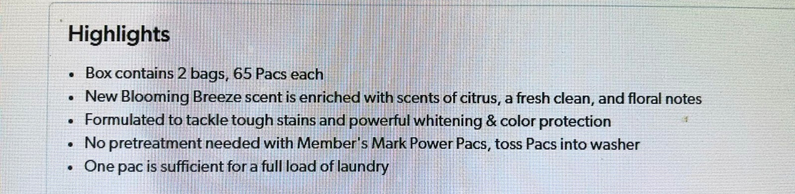 MEMBER MARK PODS LIQUID LAUNDRY DETERGENT, BLOOMING BREEZE SCENT (130 PODS)