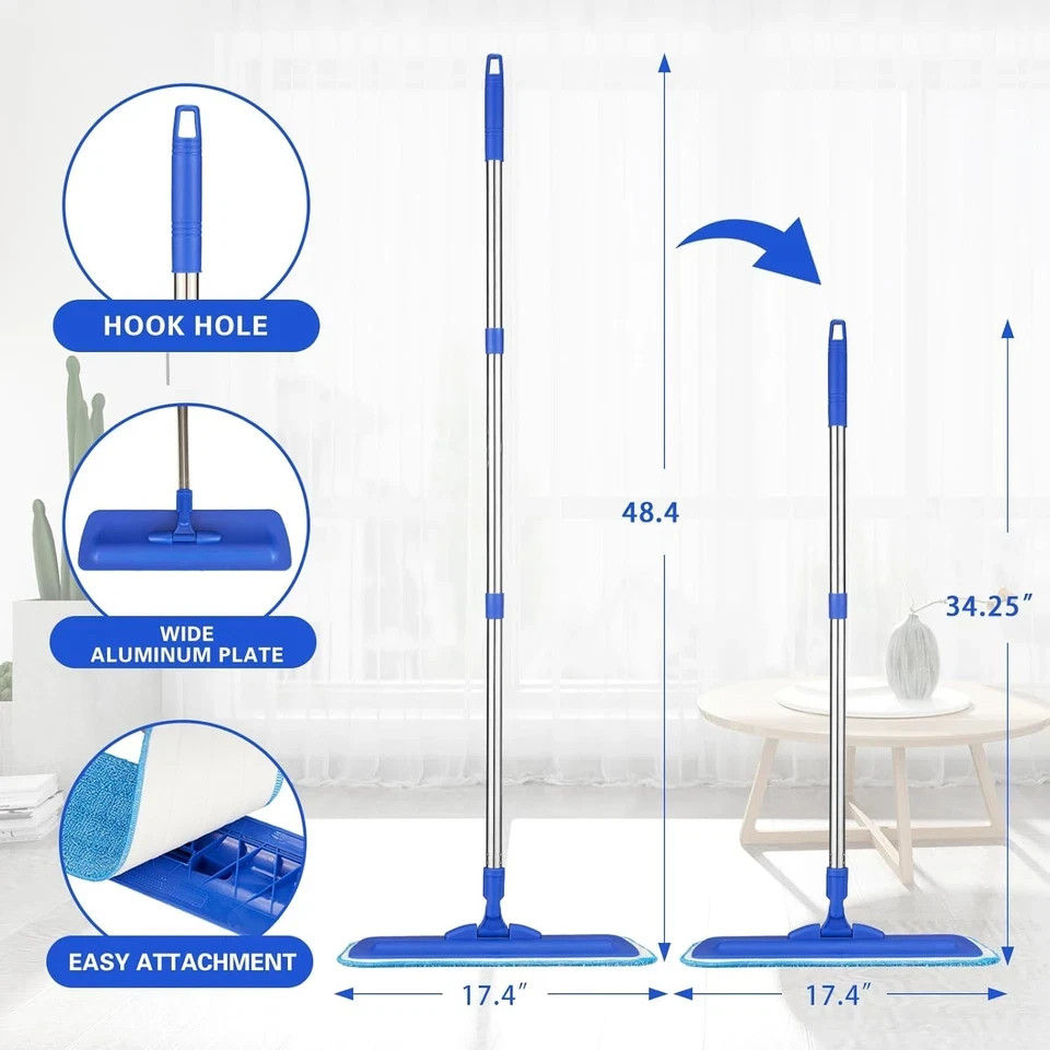 Microfiber Mop for Laminate, Hardwood, Tile, Vinyl – Includes 2