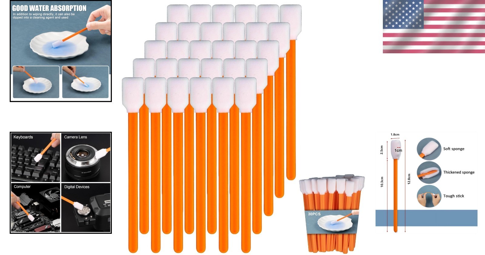 Versatile Foam Swabs – 30 PCS for Efficient Cleaning of Crafts and Vents
