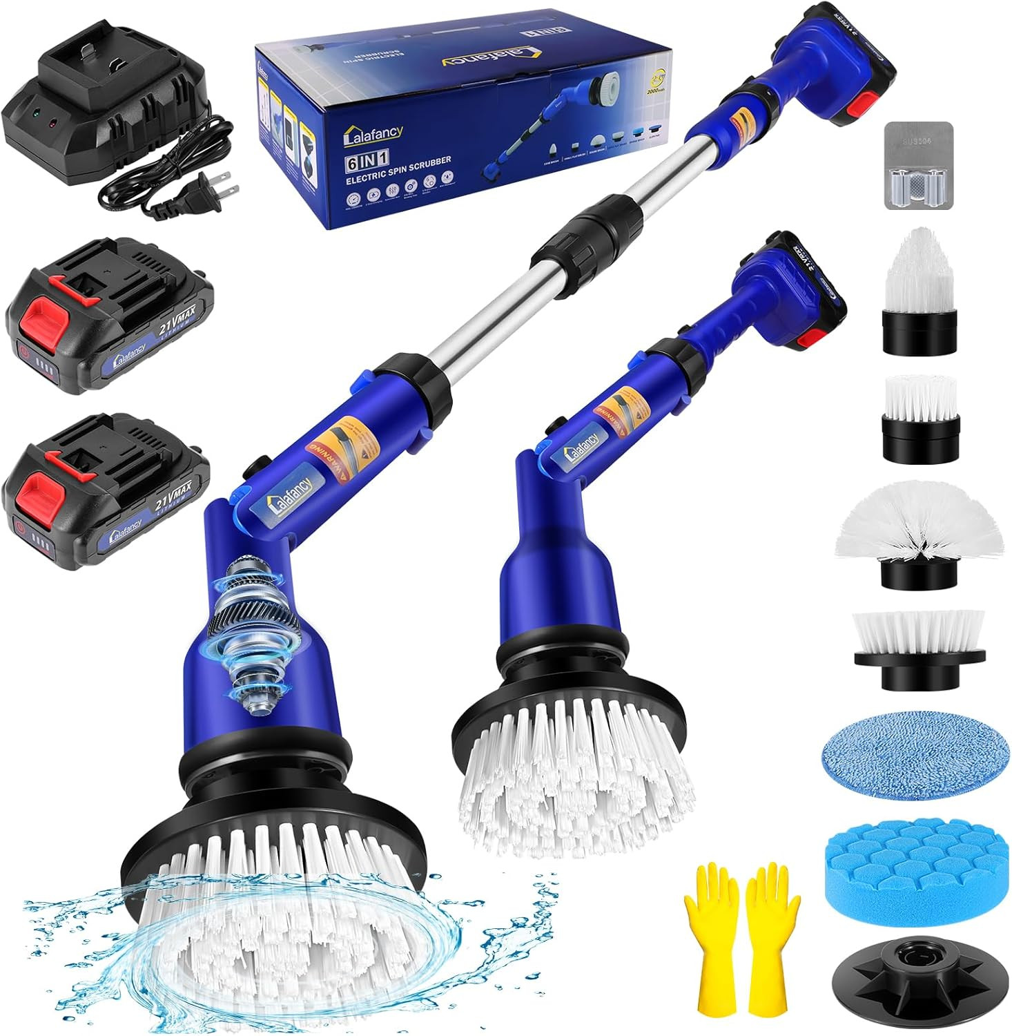 2 Batteries Electric Cleaning Brush for Bathroom, 1200RPM Power Cordless Spin Sc