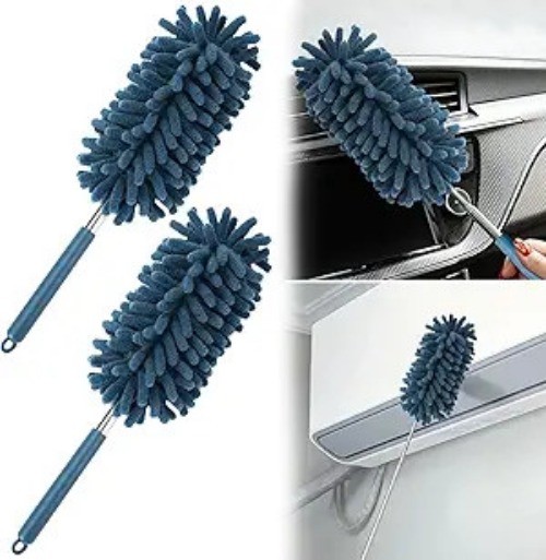 2Pcs Car Interior Duster with Extension Pole Soft Dash Vent Dusting Detailing Wa