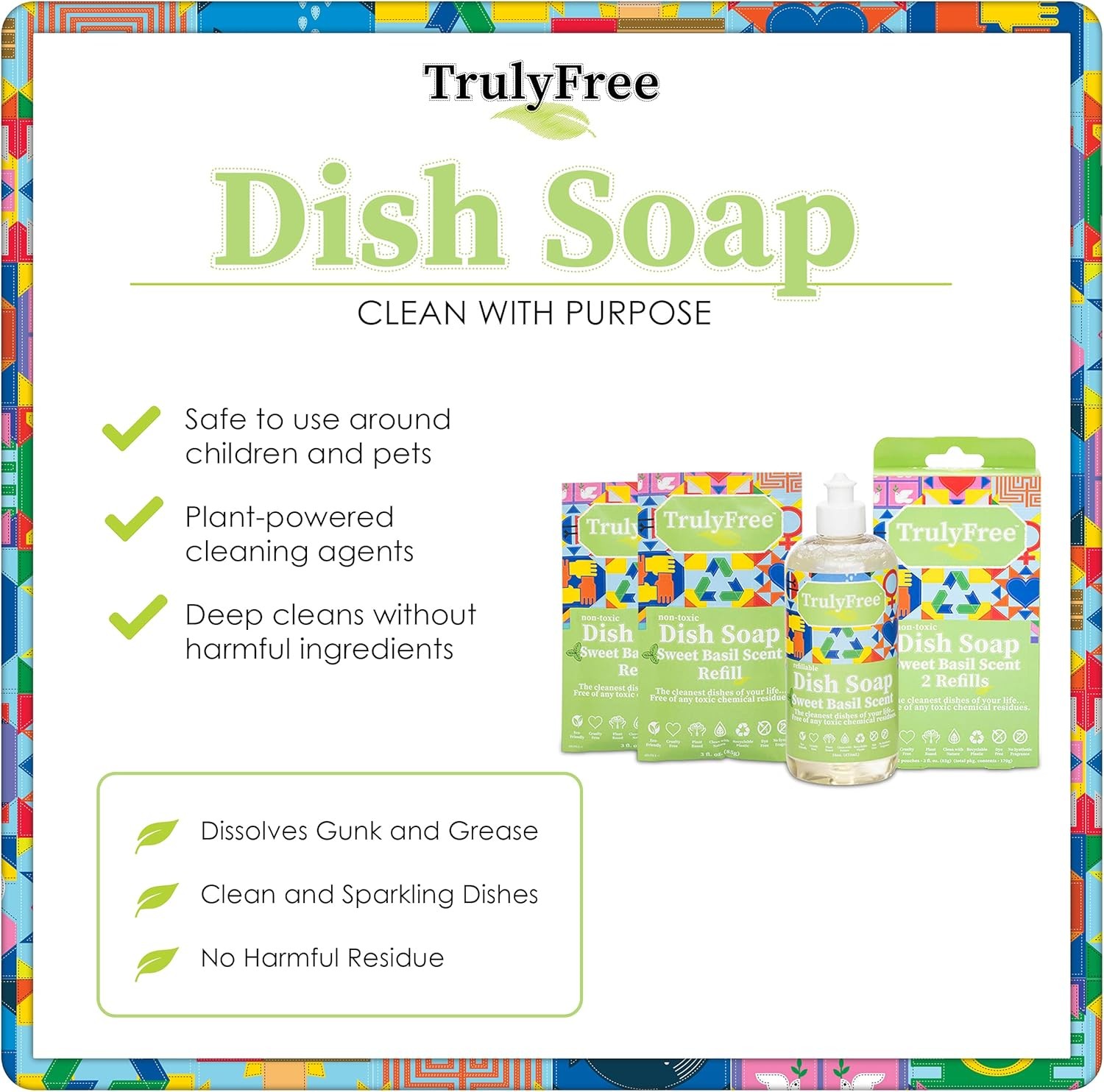 Truly Free Non Toxic Dish Soap Kit Sweet Basil 16 oz