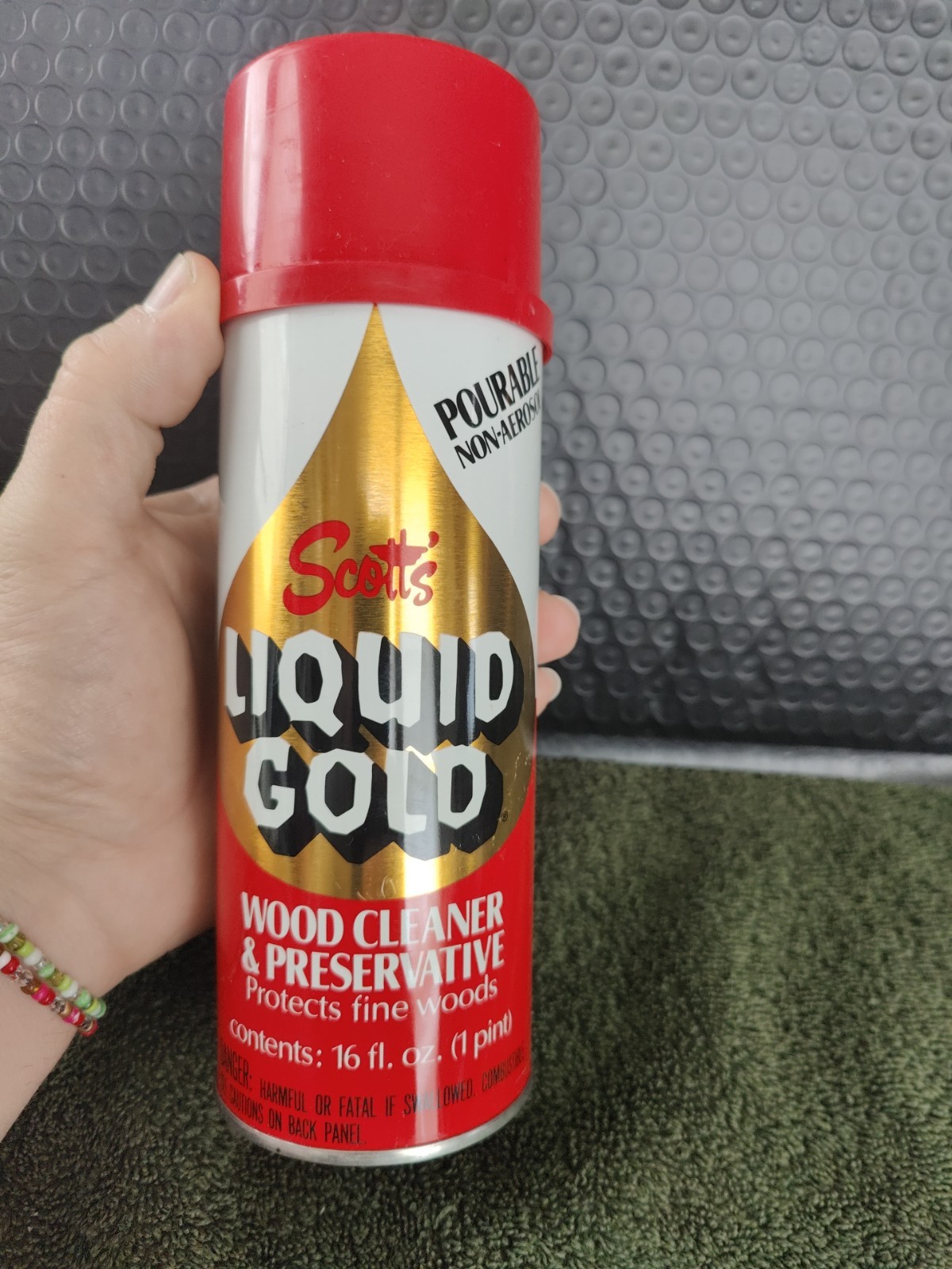 New Vintage Scott’s Liquid Gold Wood Cleaner Pourable Top Non Aerosol 16oz @