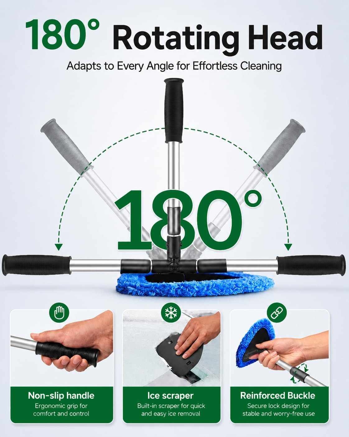 25.5″ Extra-Long Reach – Super Absorbent Coral Velvet Windshield Cleaner Tool, S
