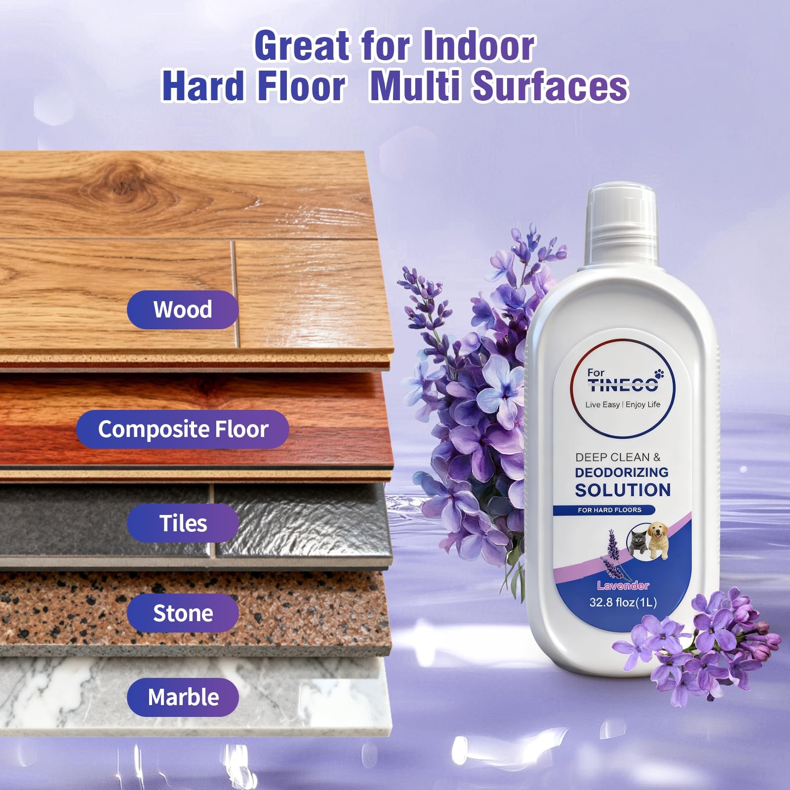 1L Floor Lavender Cleaning Solution 1 Bottles Refill, with Tineco All Series …