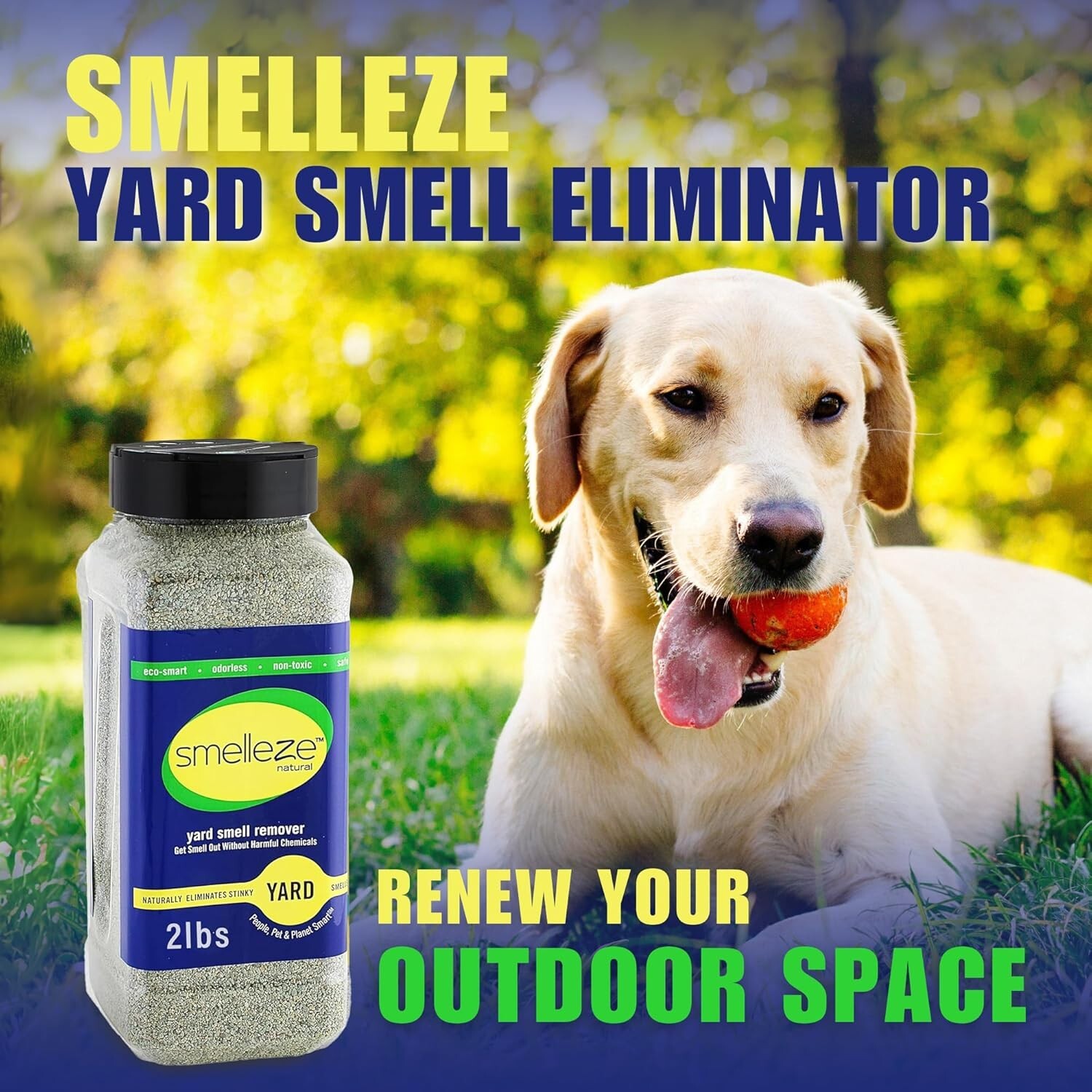 SMELLEZE Eco Yard & Concrete Smell Removal Deodorizer: 50 lb. Granules Rid Odor