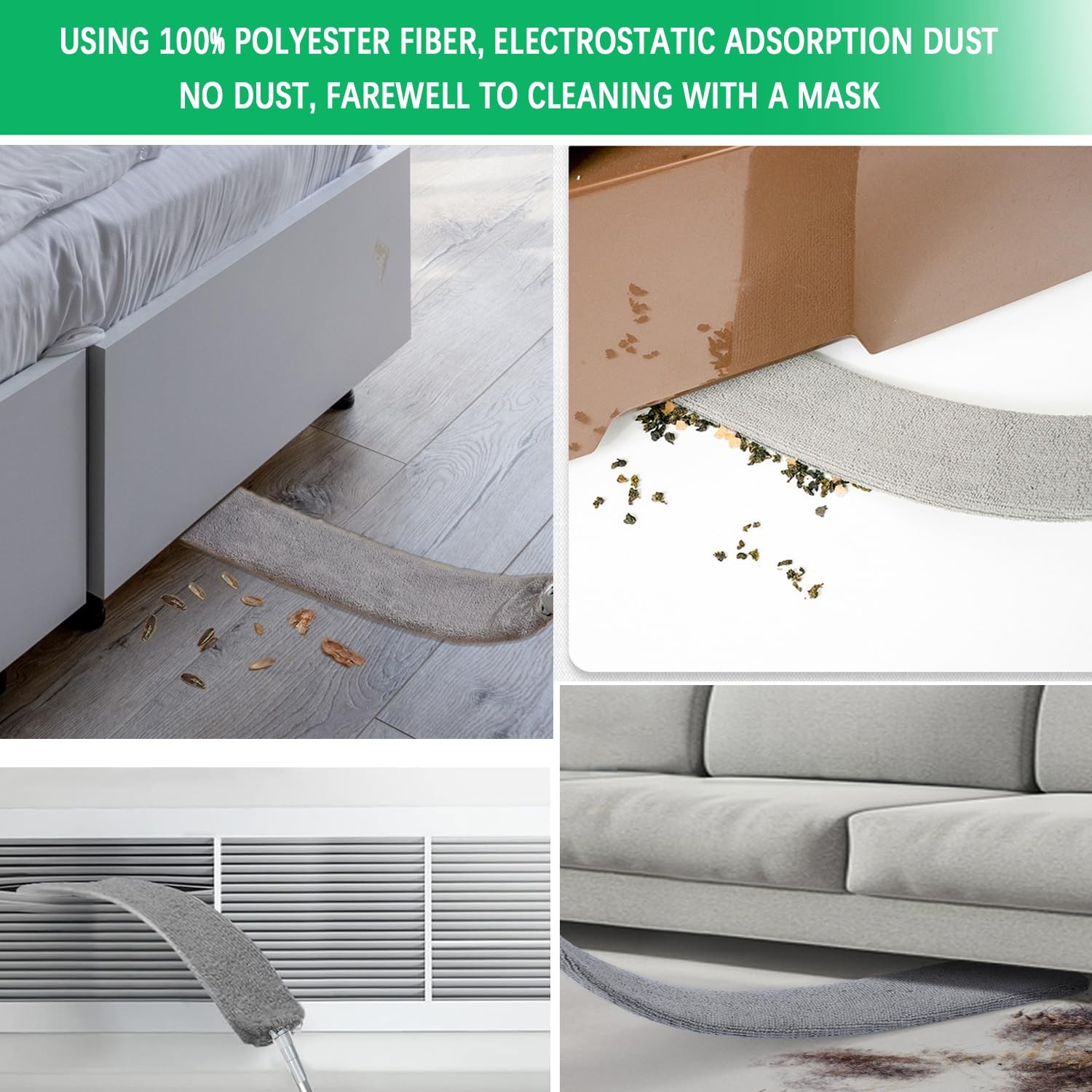 100 Inch Extendable Duster Microfiber Cobweb Ceiling Fan Brush Dust Remover