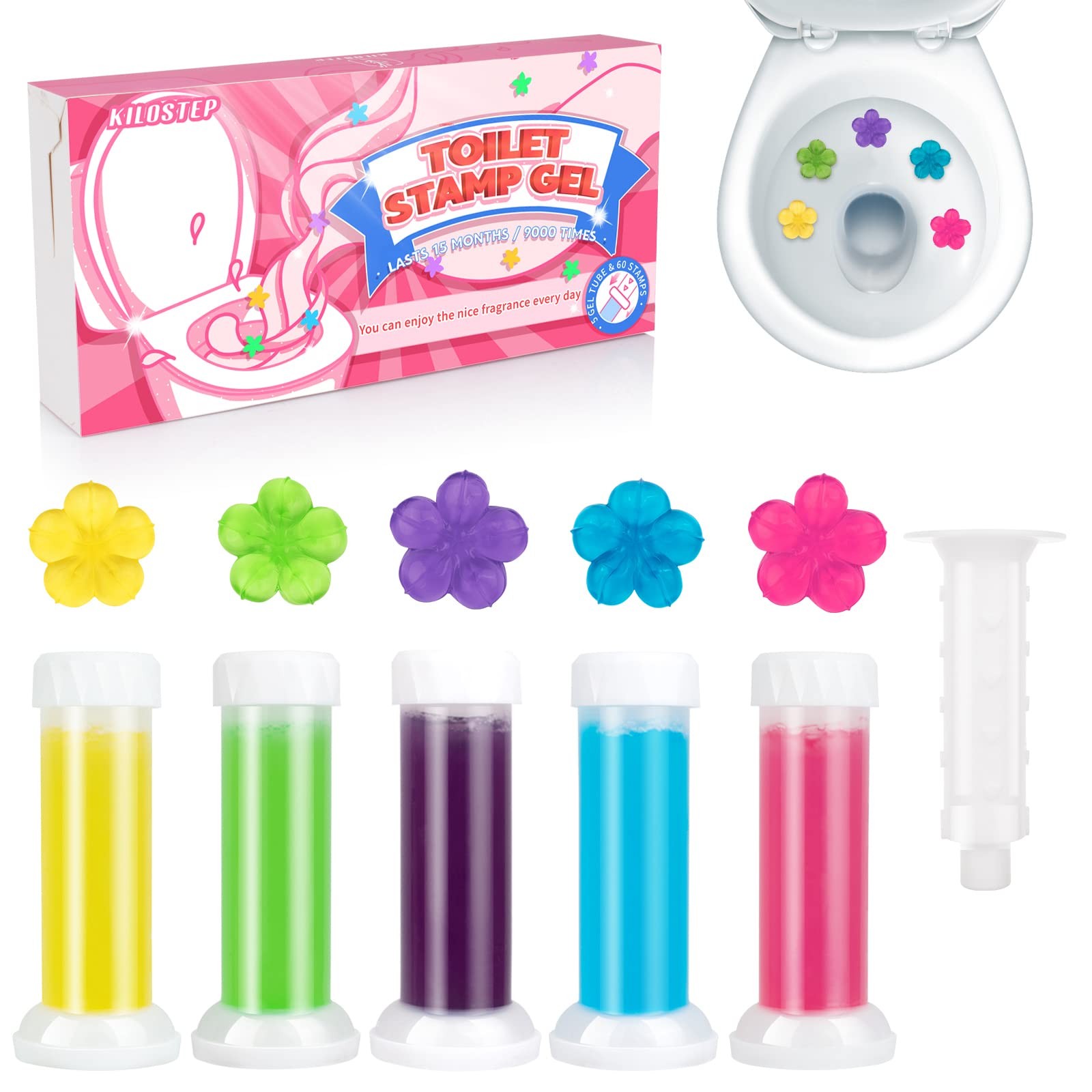 1 Set 60 Count 5 Scent Toilet Cleaner Bowl Gel Stamp Kit Air Freshener Decor