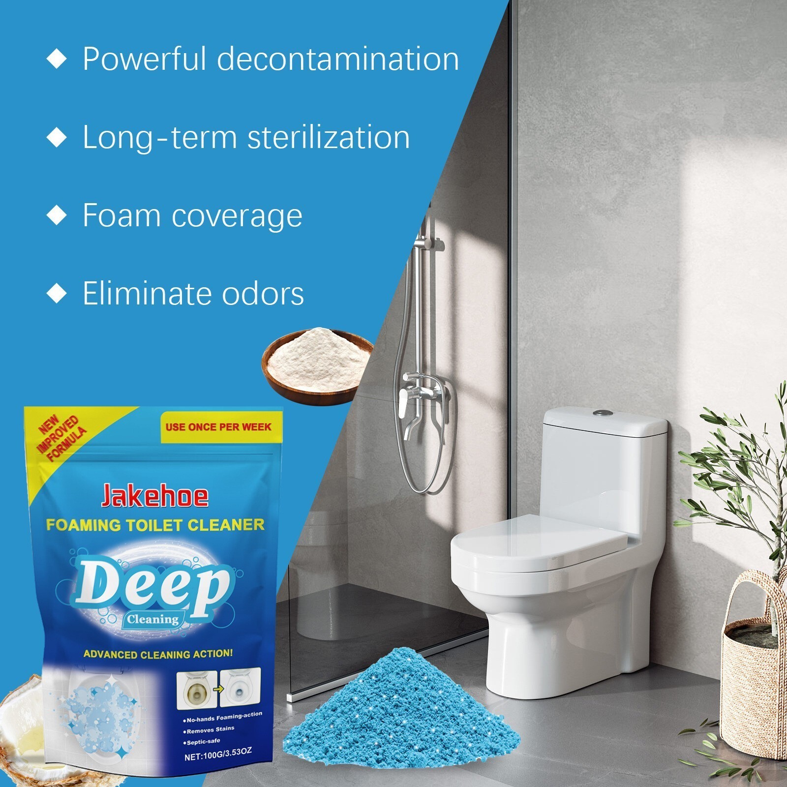 Splash Foam Toilet Bowl Stains Cleaner Powder 100g Remove Odor Stains Fresh