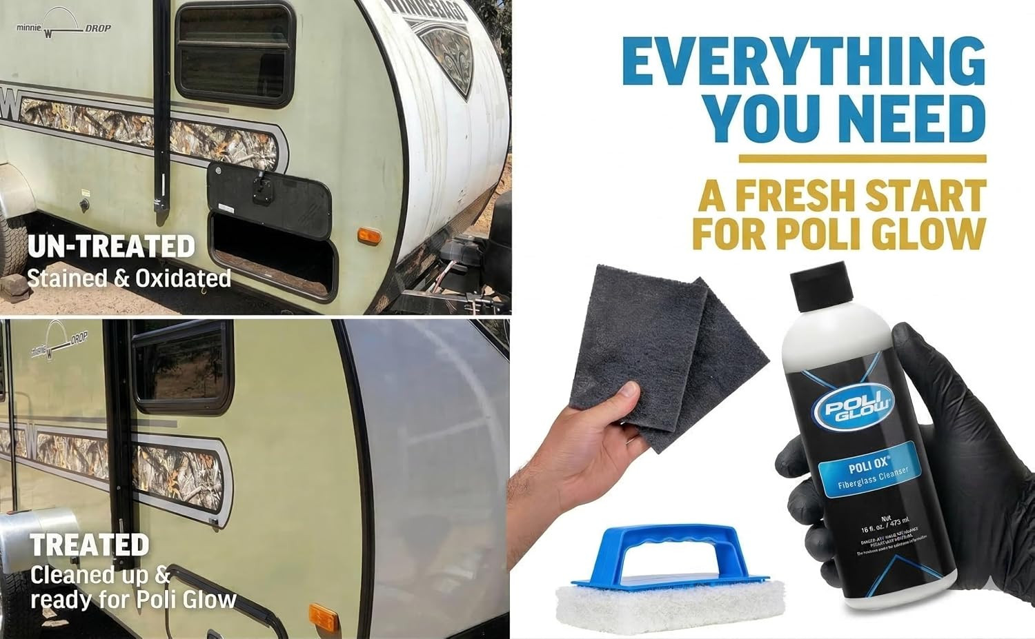 Poli Ox Oxidation Removal Kit for Boats, Rvs, or Fiberglass Surfaces–Removes