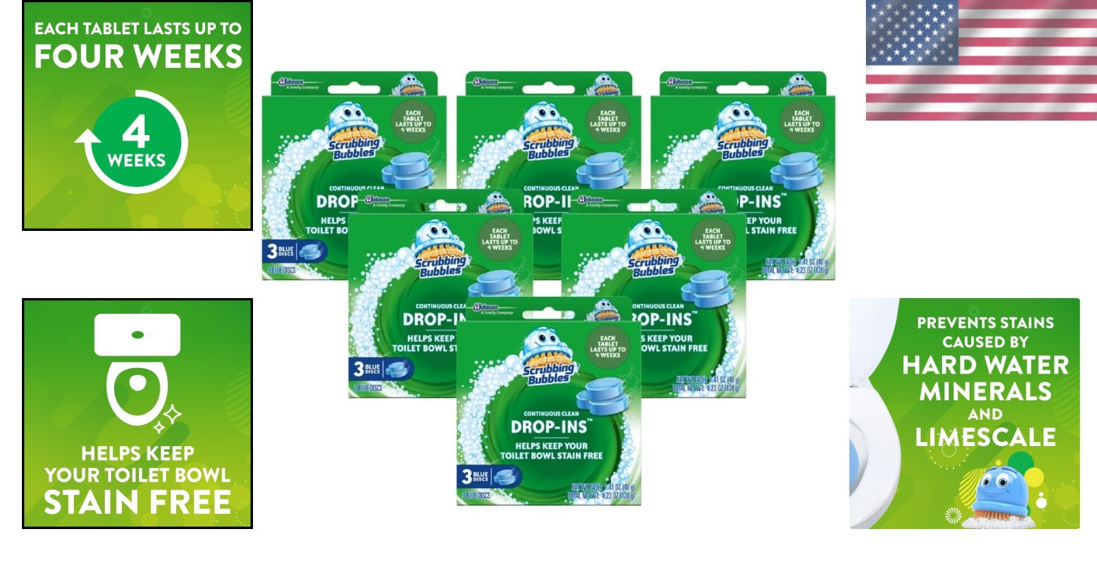 Fresh Scent Toilet Bowl Tablets – 18-Count Pack, Hard Water & Limescale Defense