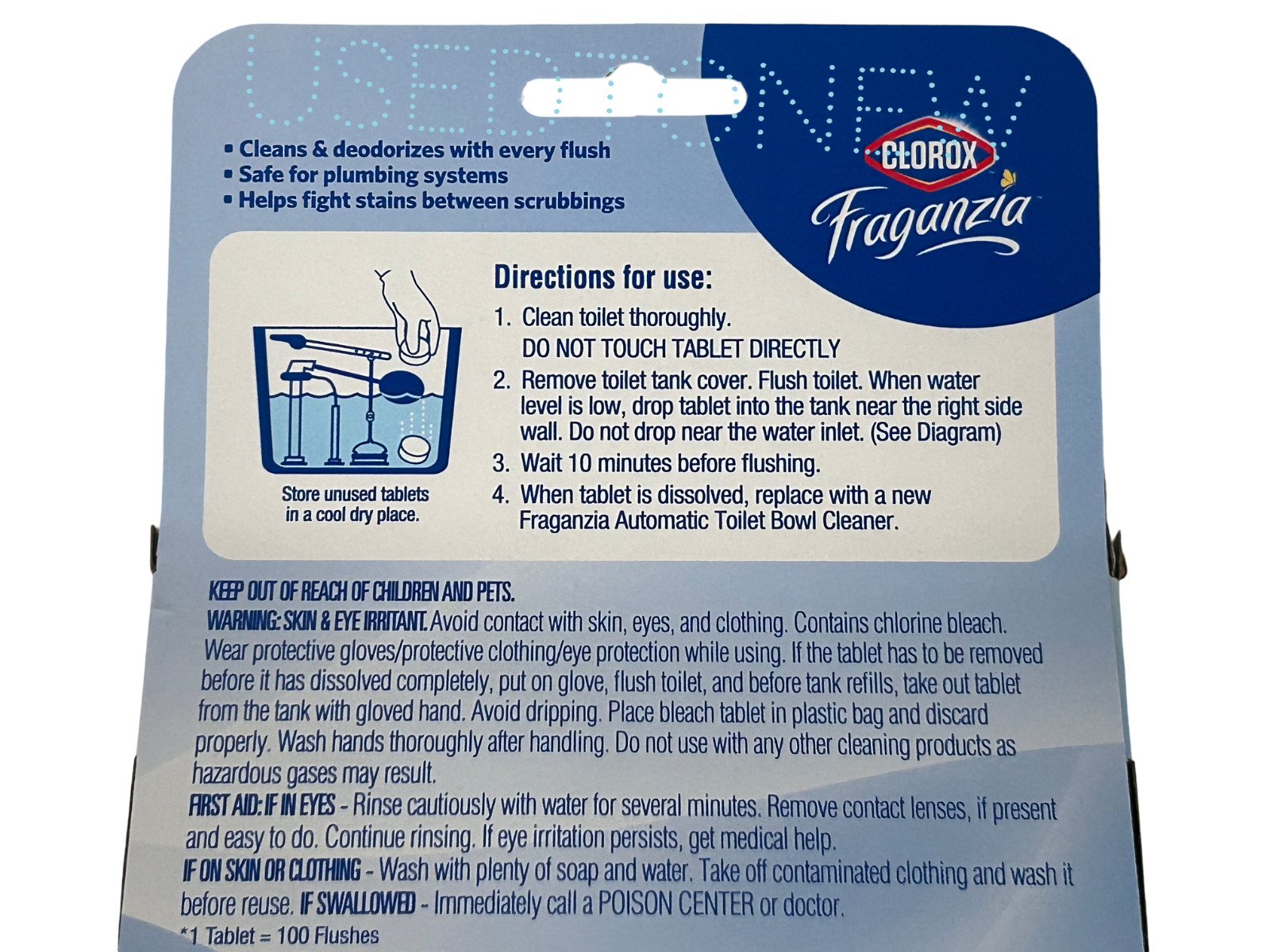 Pack of 4 Clorox Fraganzia Bleach-Free Automatic Toilet Bowl Cleaner Tablets
