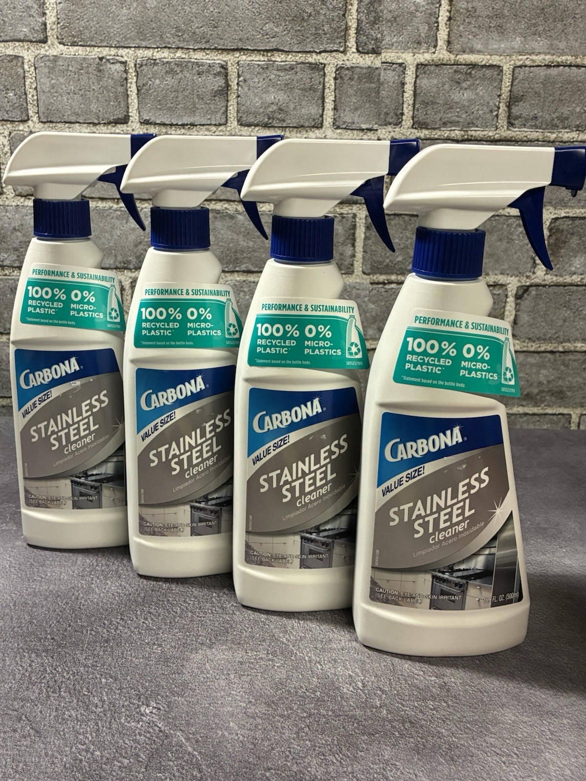 CARBONA Stainless Steel Cleaner 16.8 fl oz Spray Bottle Value Size – 4 Pack
