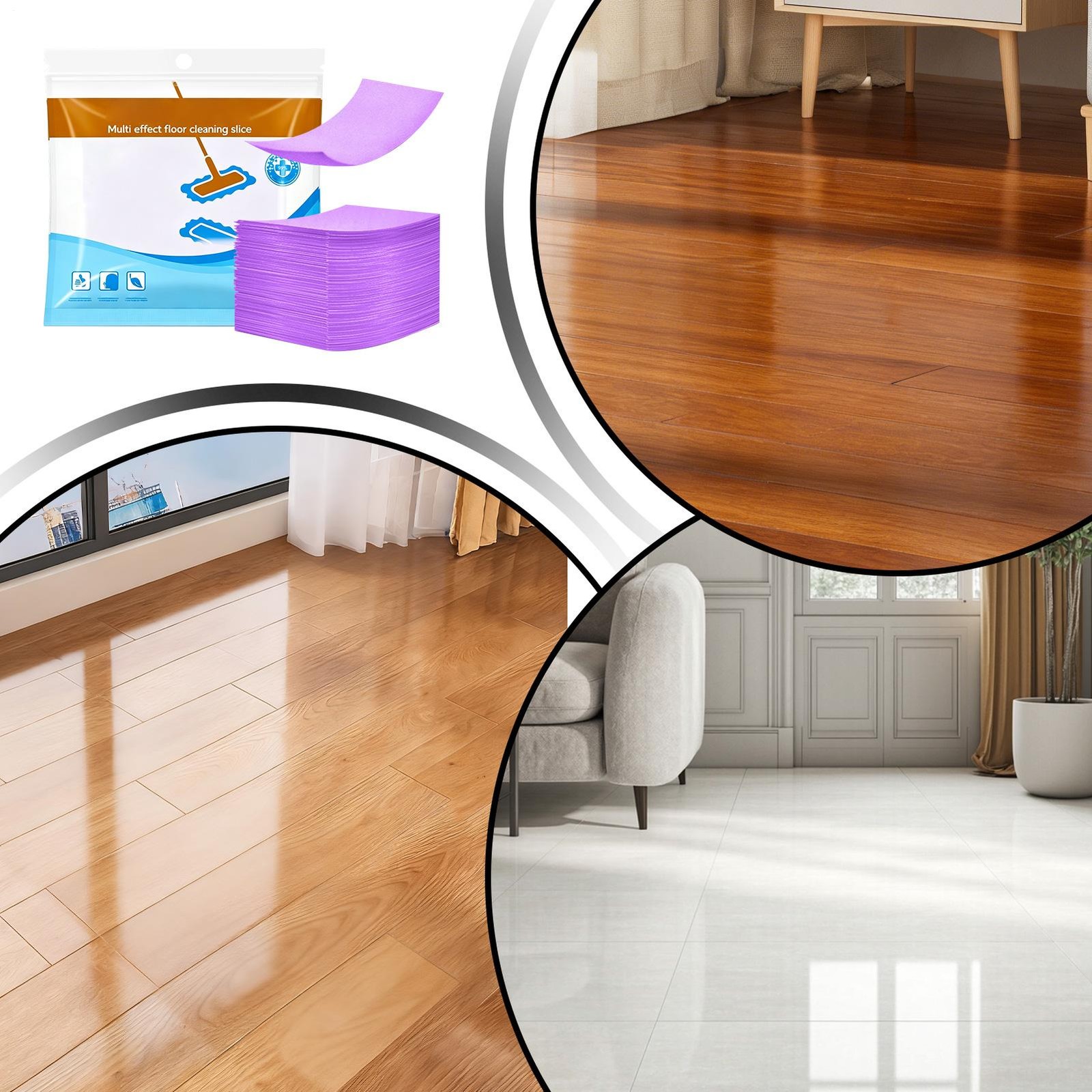 Multi-Effect Floor Cleaner Tablets 30 Pieces Scented Quick Drying Stain Remover