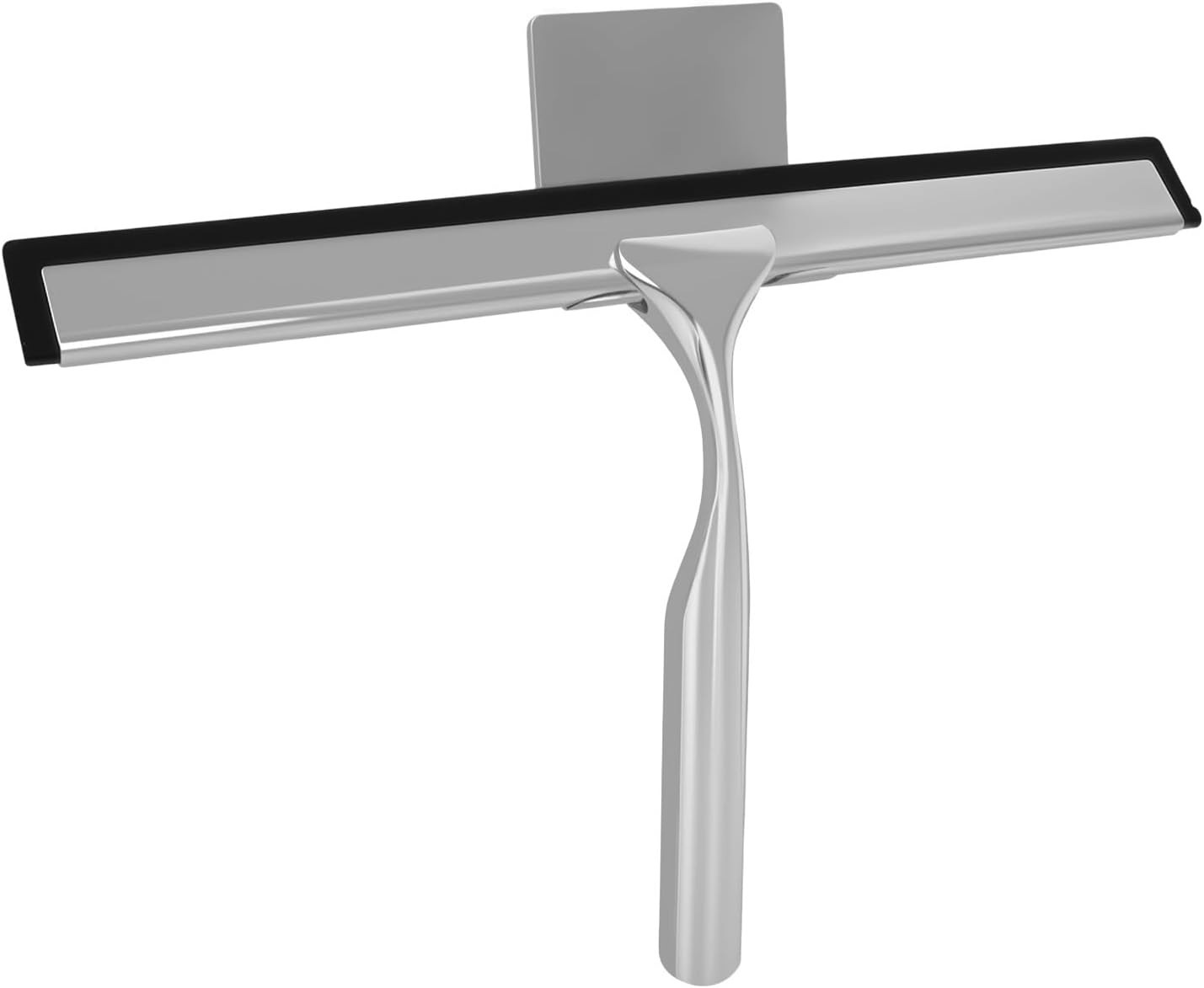 10-Inch Shower Squeegee with Hanger, Stainless Steel Cleaning Mirrors, Windows