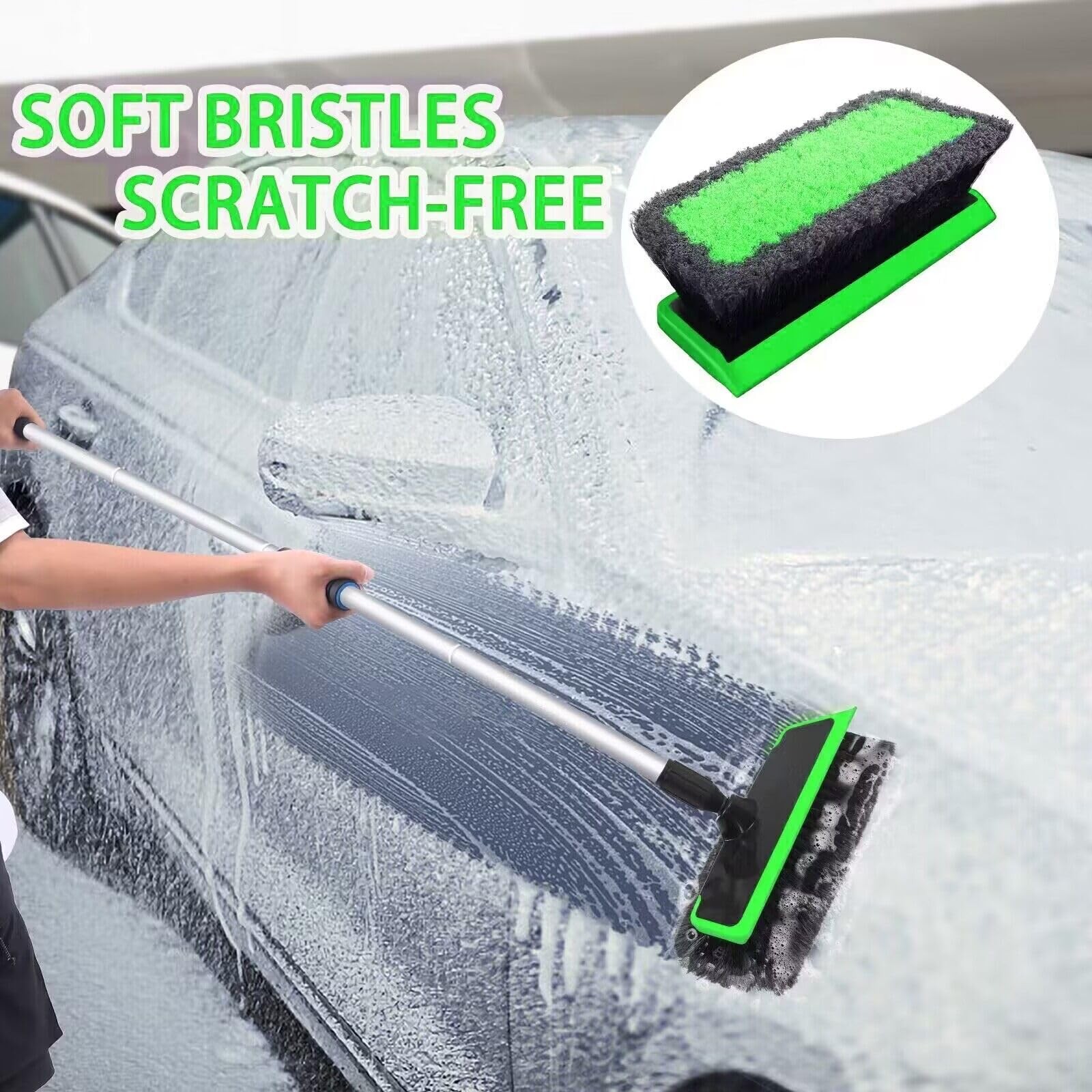 Car Wash Kit, 62” Car Wash Brush with Long Handle, Soft Bristle Scratch-Free…