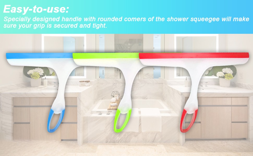 Shower Squeegee for Glass Doors, 3pcs Bathroom Squeegee for Shower Cleaner