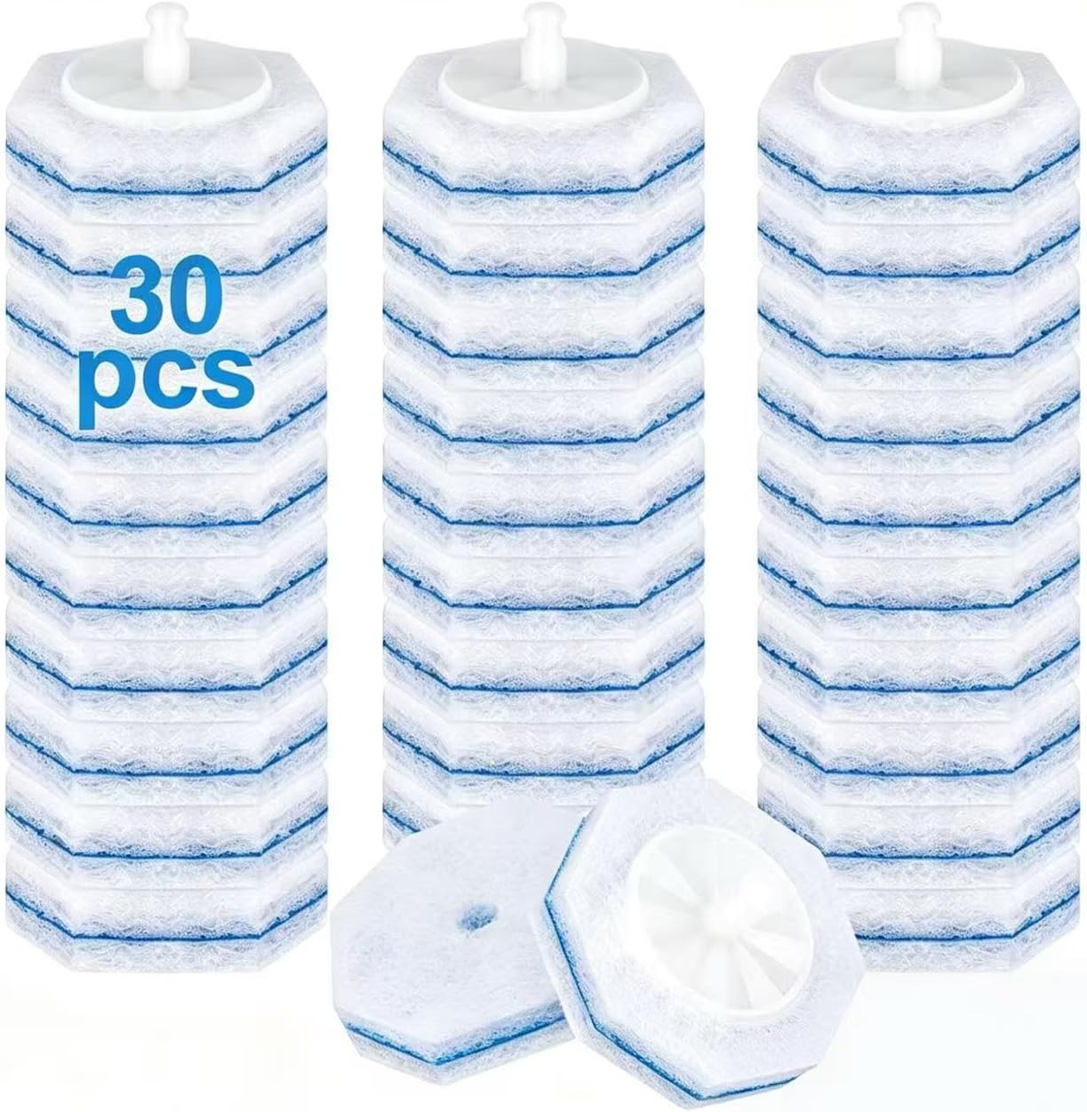 30Pcs Toilet Cleaner Refill Pads for Clorox Wand, Upgrade 3-Layer Toilet Scrubbe