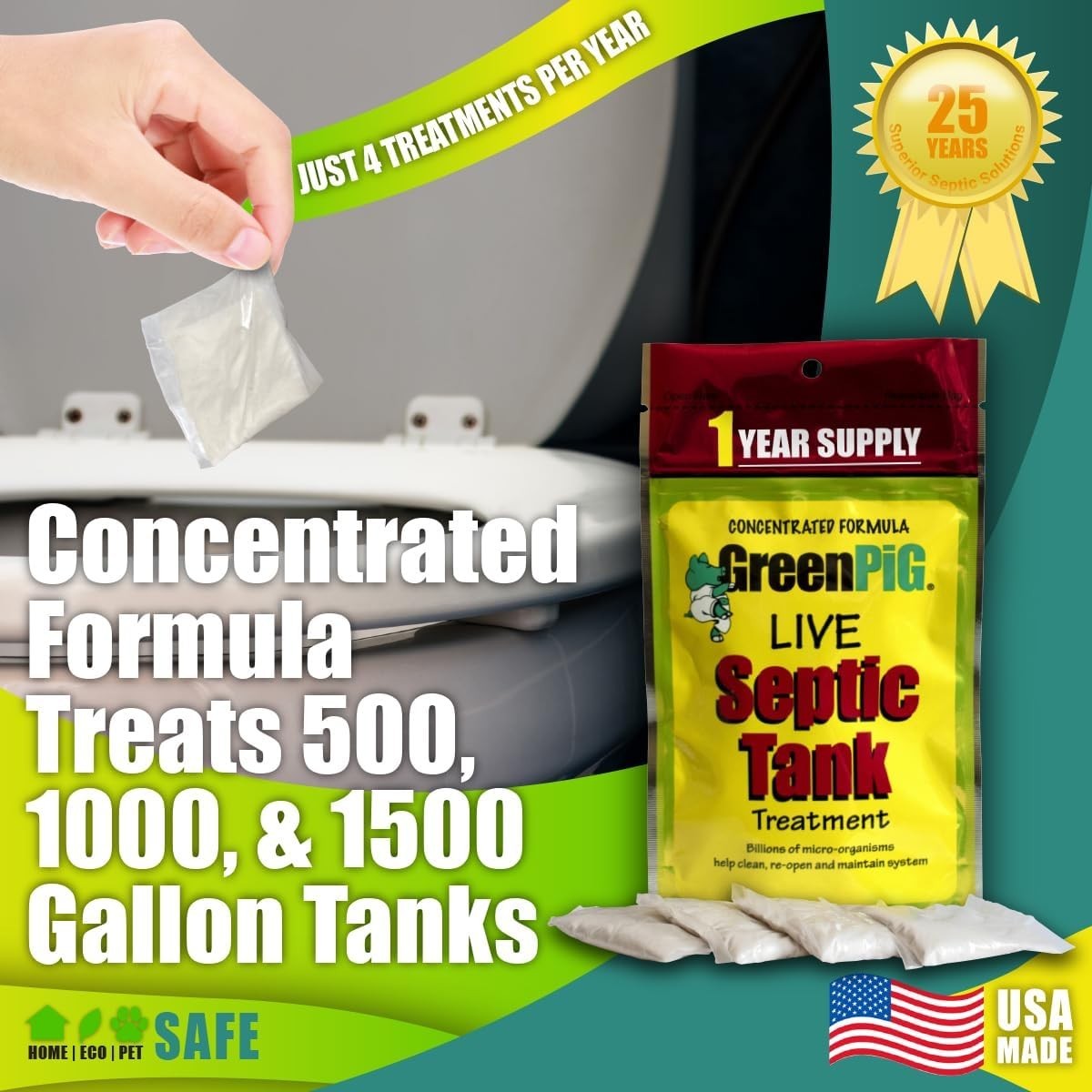 Septic Tank Treatment Packets – Septic-Safe Enzyme Treatment for Preventative…