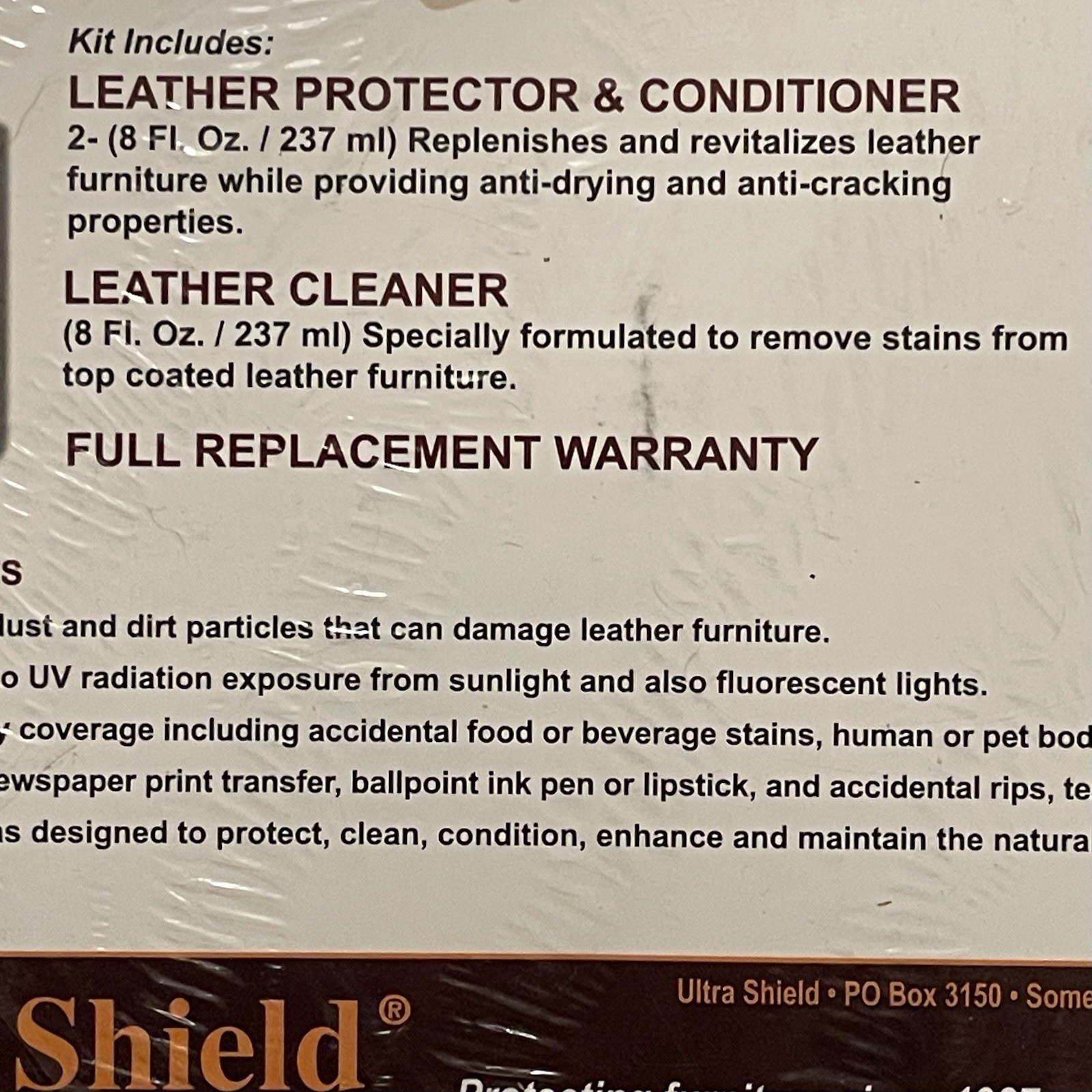 Ultra Shield Leather Care Kit Cleaner & Conditioner New