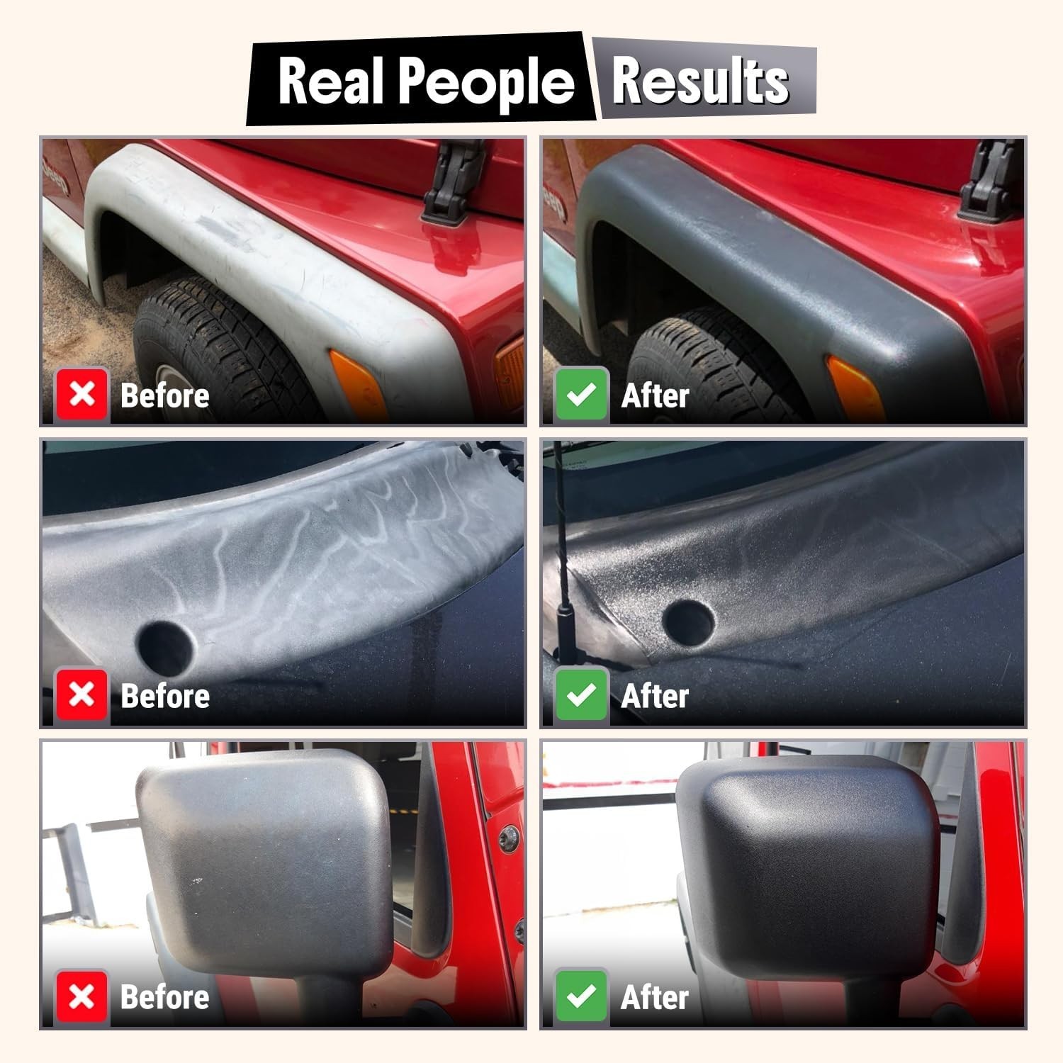Plastic Restorer for Cars – Restores Faded Black Plastic, Vinyl & Rubber Trim –