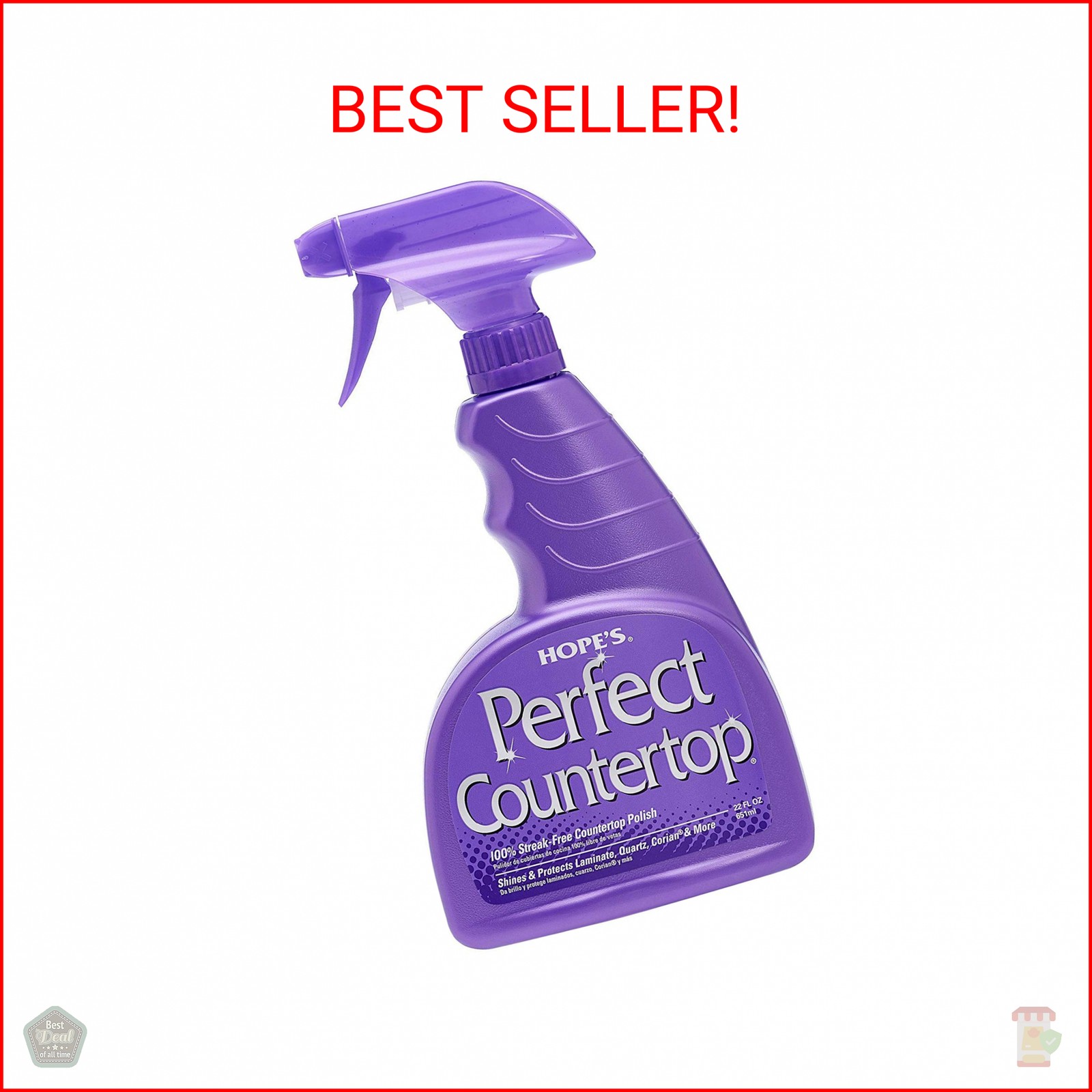 HOPE’S Perfect Countertop Cleaner and Polish 22-Ounce, Streak-Free Multi-Surface