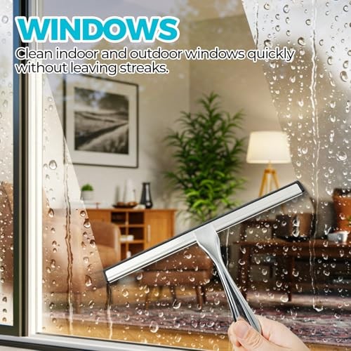 12 Inch All Purpose Shower Squeegee for Doors Tile Walls Bathroom Window Glass