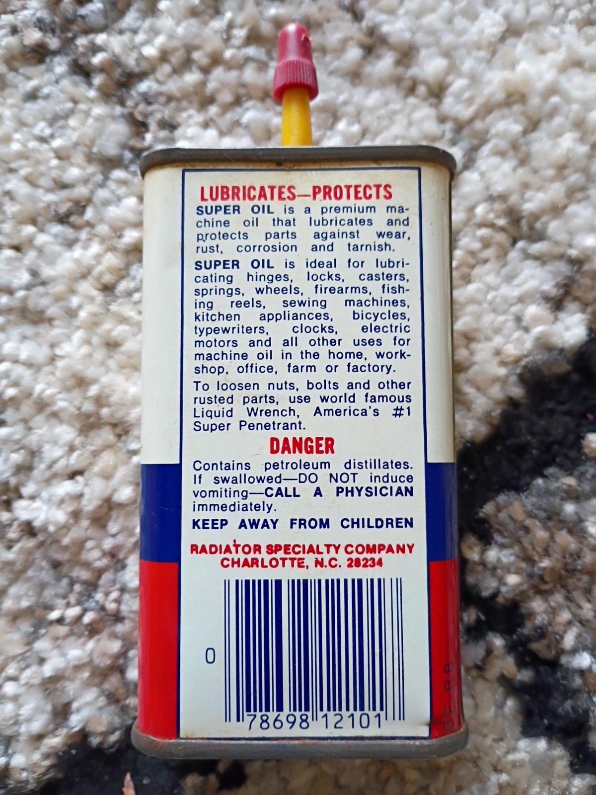 Gunk Super Oil 4 fl oz/118 ml Lubricates & Protects Red White Vintage